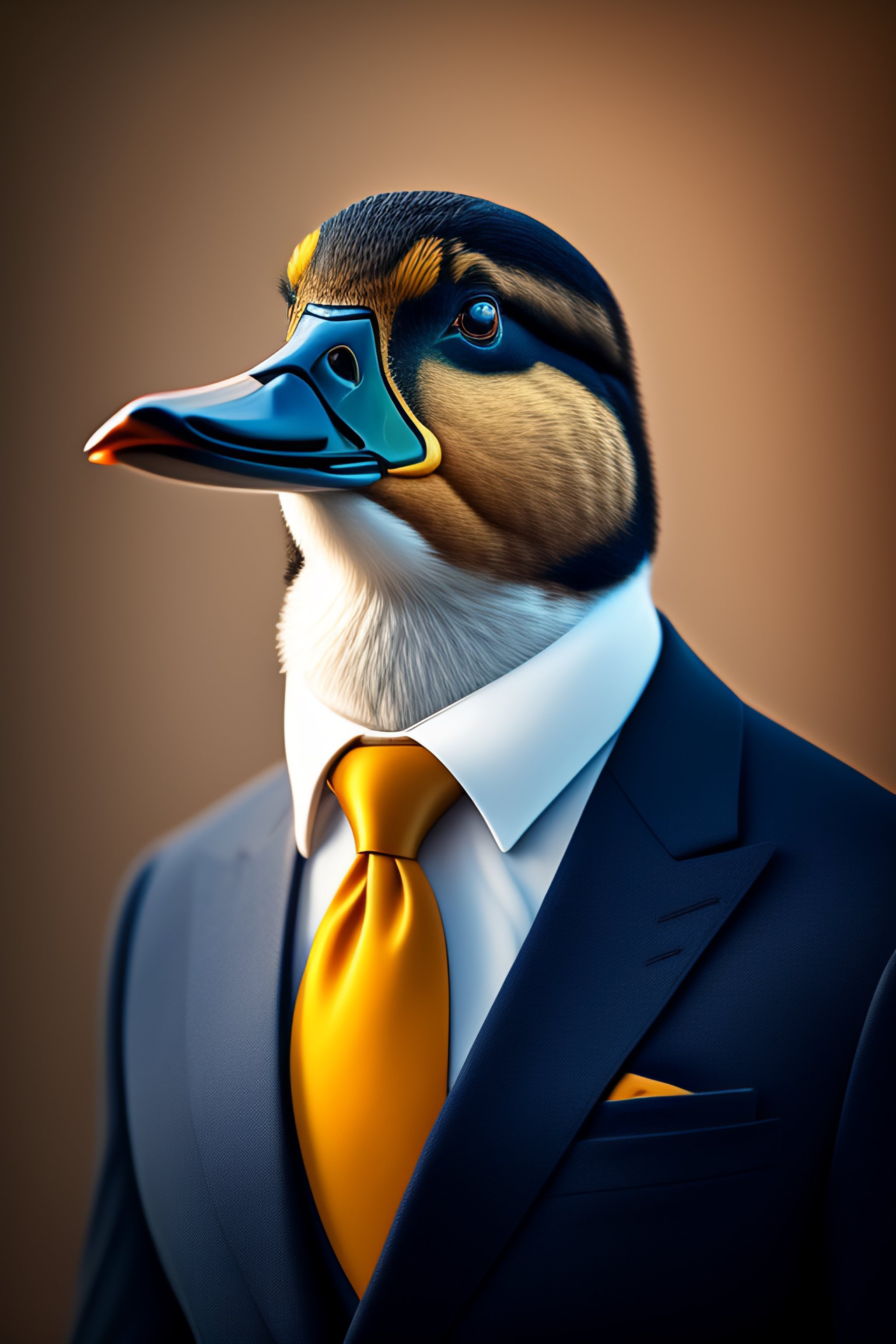 Lexica a duck in a suit and tie hd 8k realistic cartoon texture