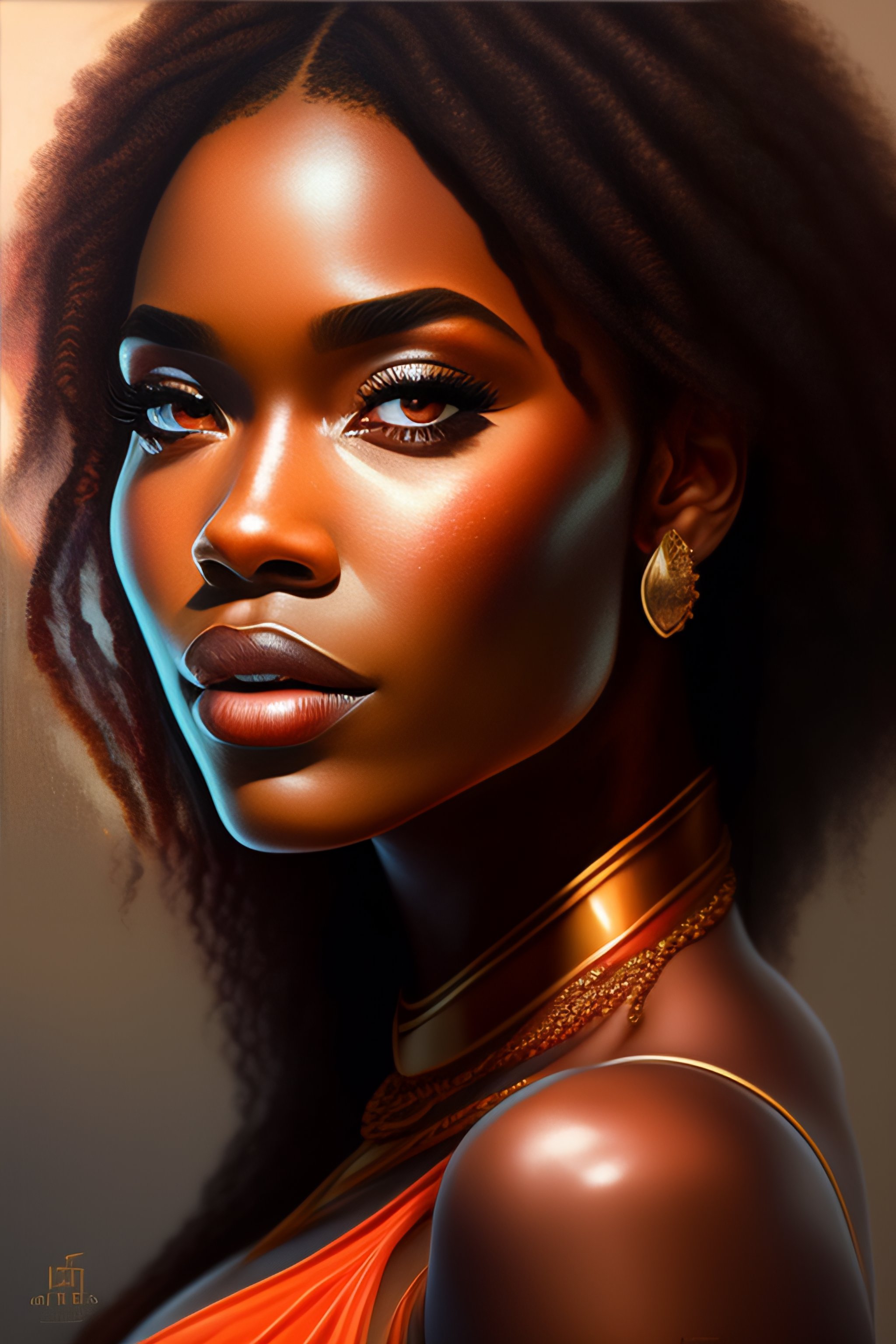 Lexica - Cavewoman, beautiful face, artgerm, black woman, afro