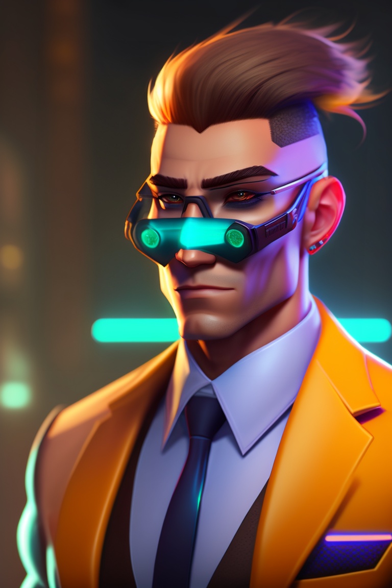 Lexica - Male character, with glasses and shirt with a suit, cyberpunk ...
