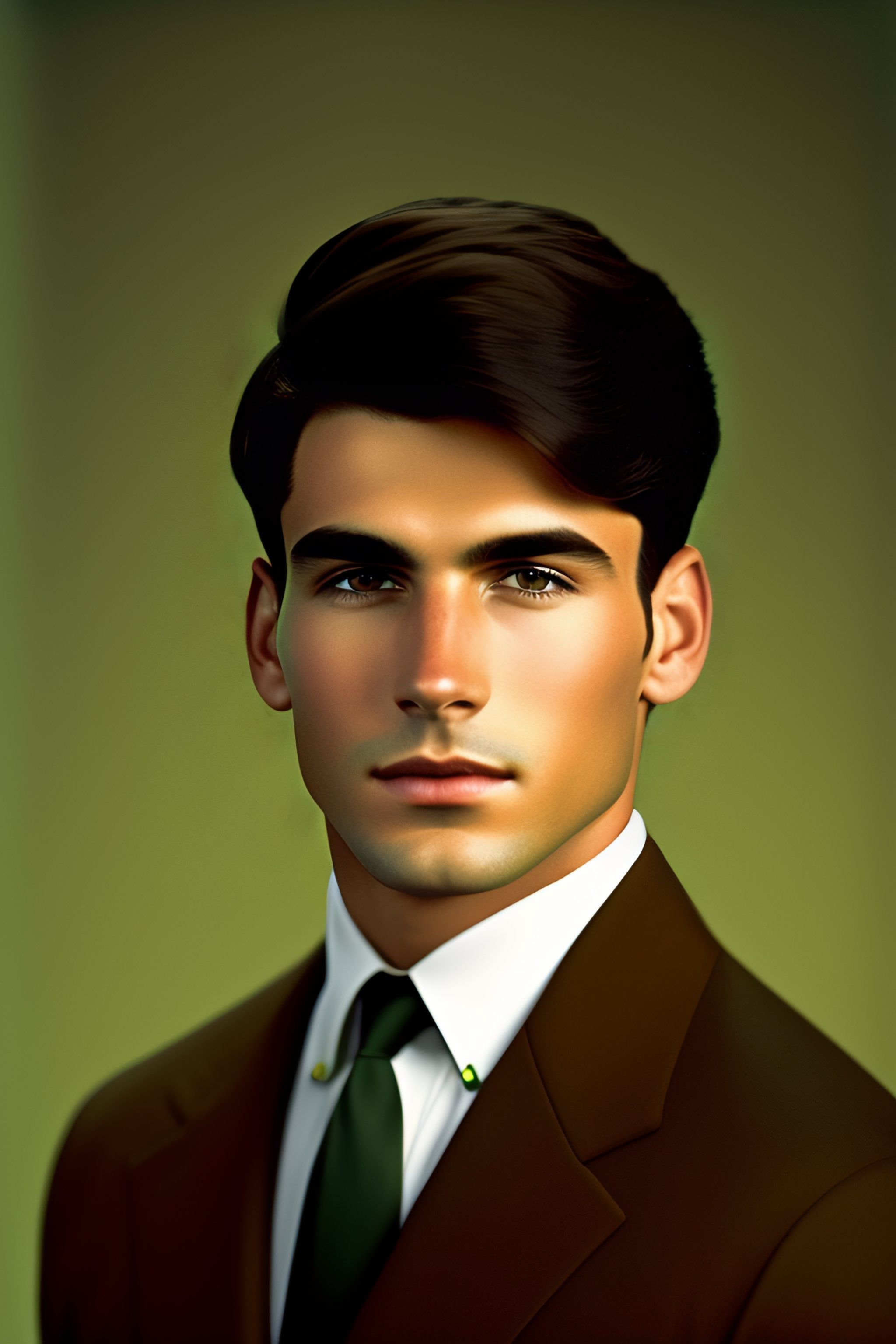 Lexica - A young man with short brown hair and dark eyes wearing a dark ...