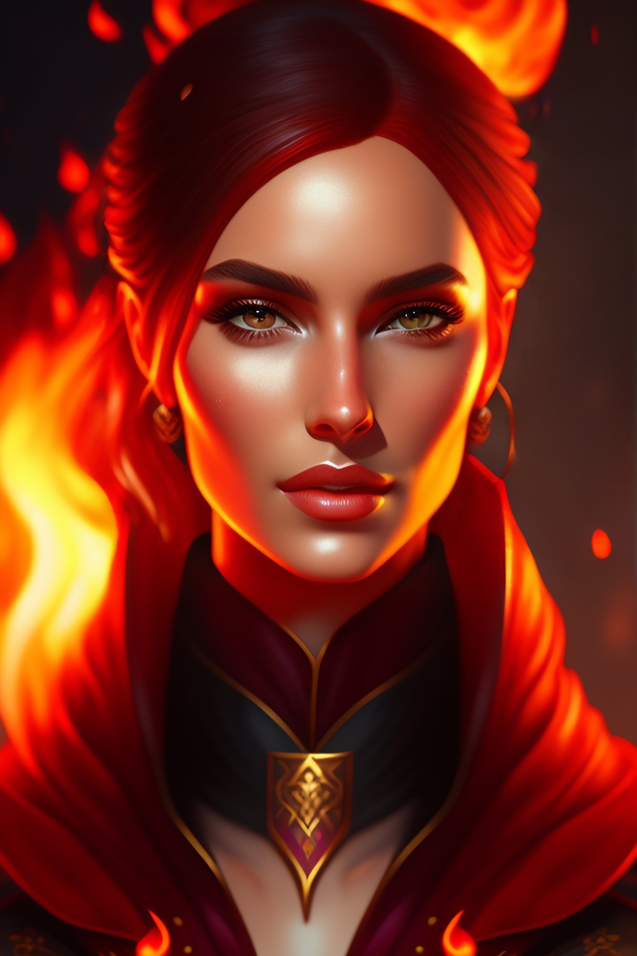 Lexica - Portrait of a beautiful woman surrounded by fire, portrait of ...