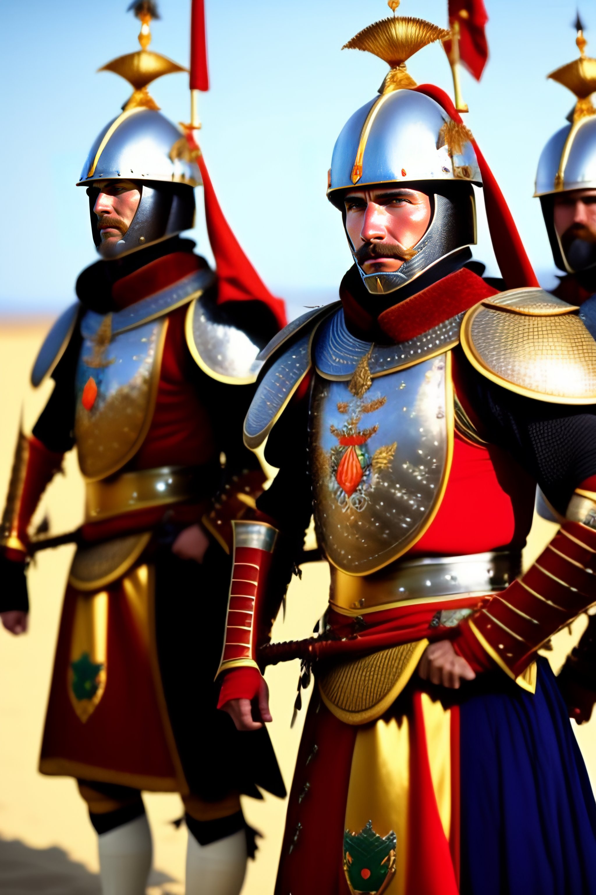 Lexica - A group of 16th century pikemen, cuirass, helmet, long pike
