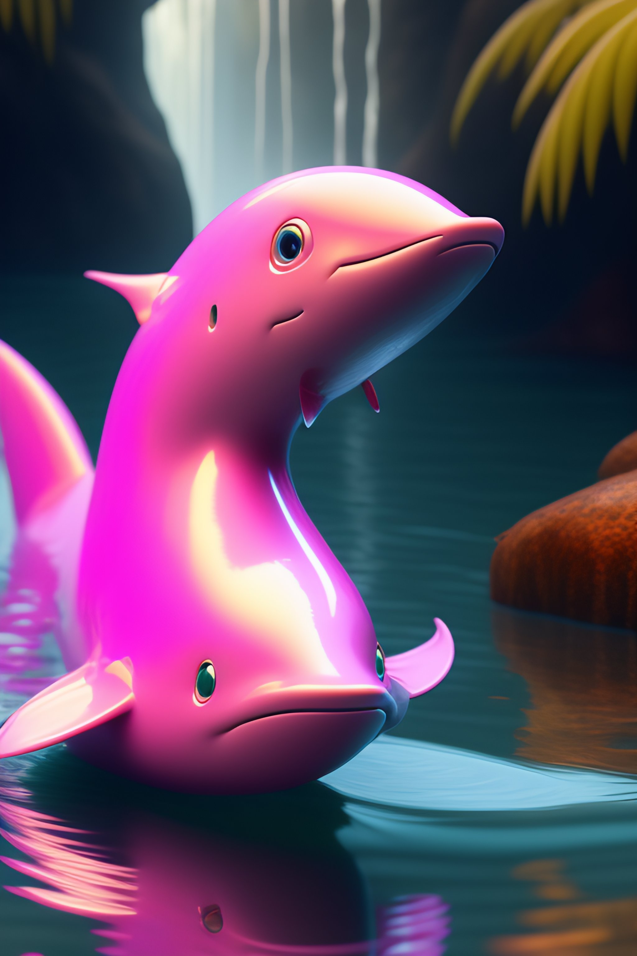 Lexica - A Amazon river pink dolphin by pixar in the rainforest ...