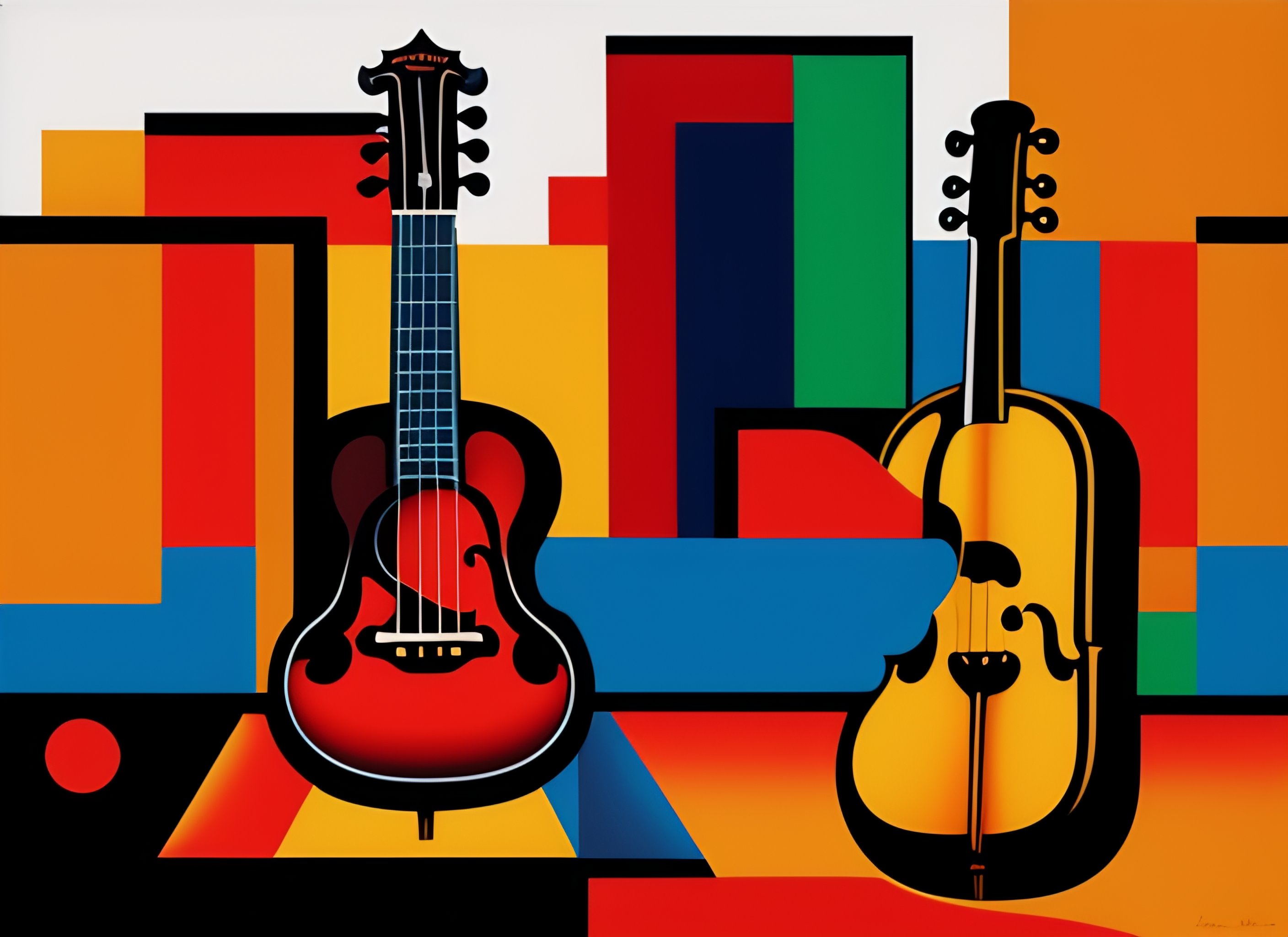 Lexica - 4 swiss country musik, playing with instruments, abstract art ...