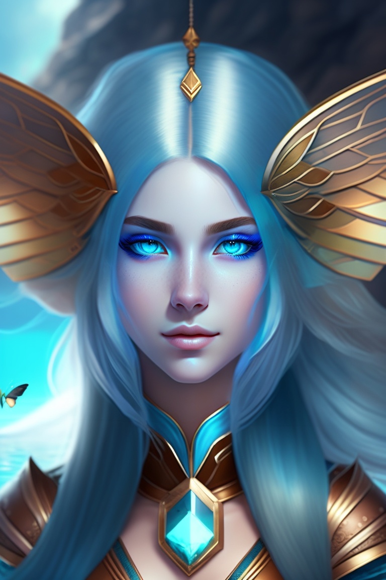 Lexica Beatiful Elf Girl Aquatic Blue Skin Brown Eyes