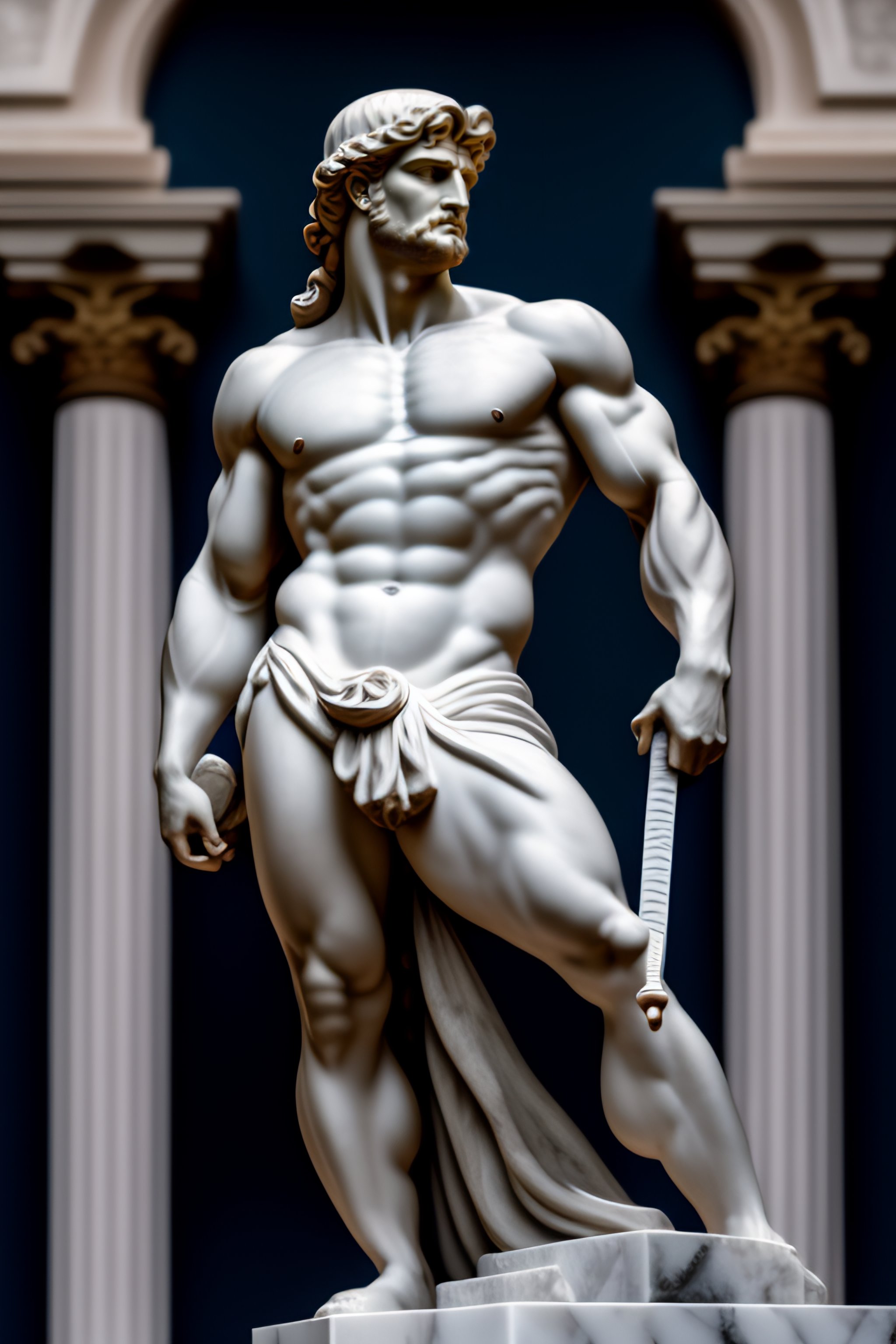 Lexica - A marble statue of greek hero hercules, with an aggressive ...