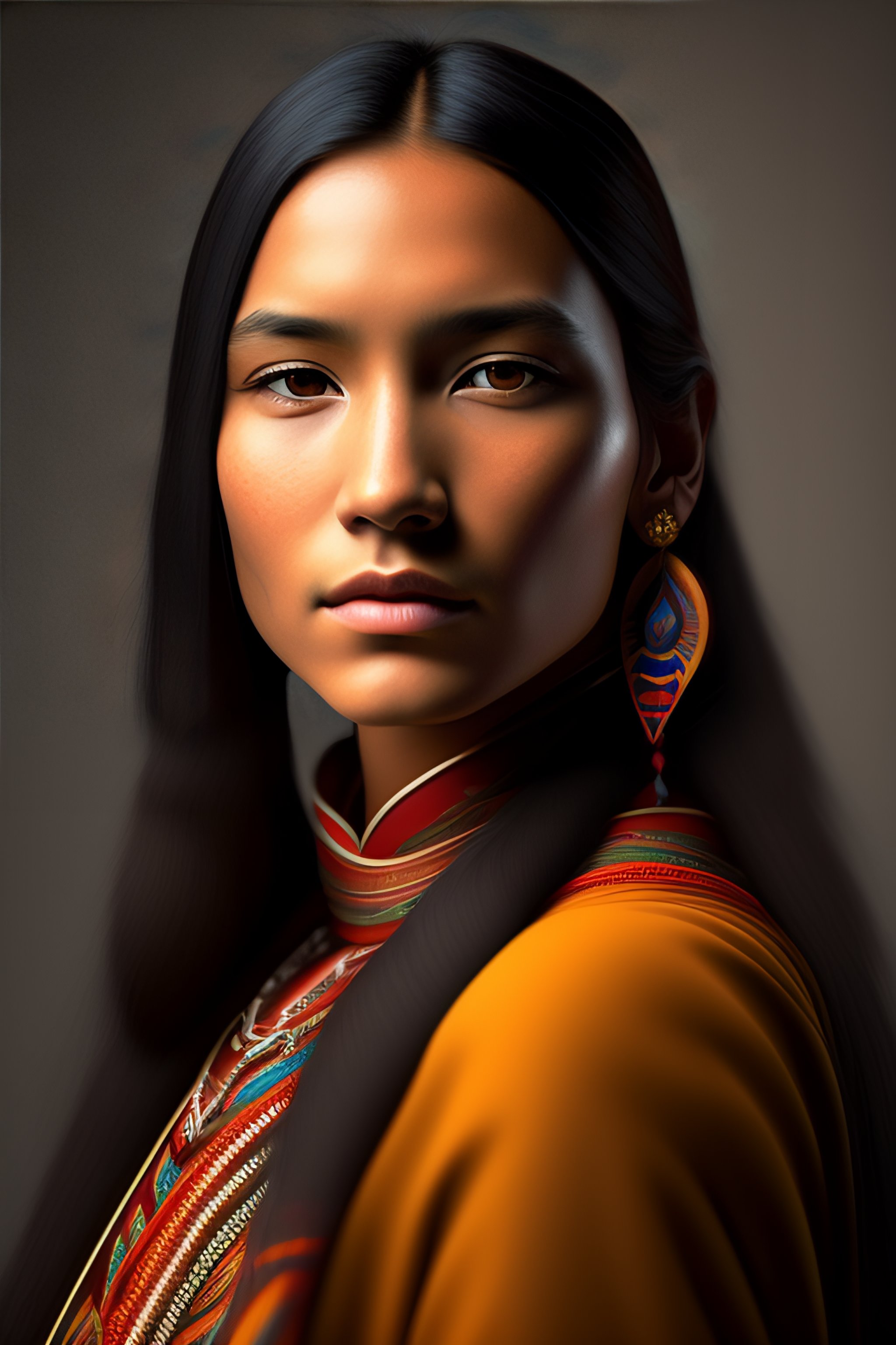 Lexica - Native american young female portrait in 3d digital art change ...