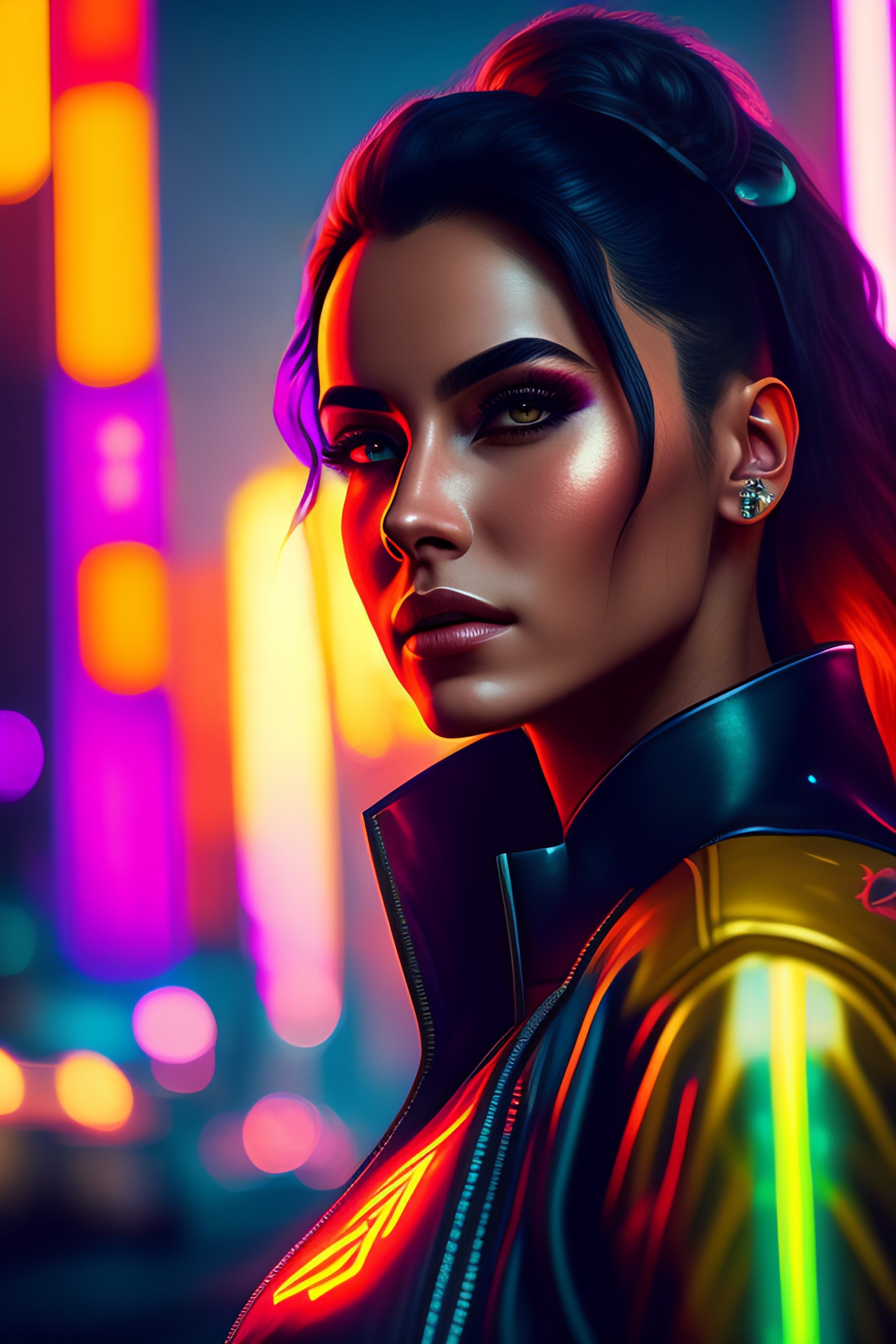 Lexica - Portrait of beautiful girl with pretty face from cyberpunk ...