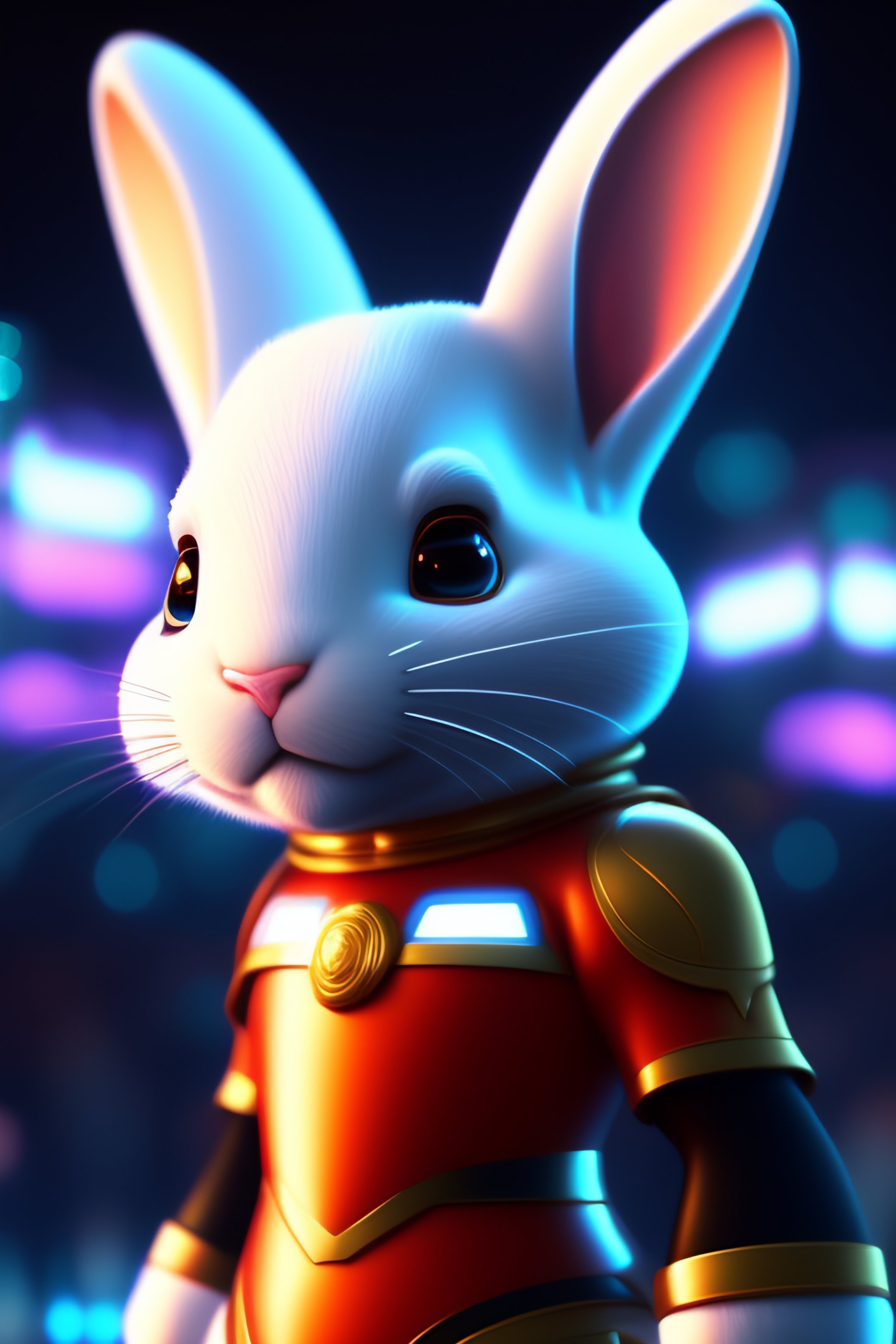 Lexica - White rabbit cartoon in virtual world of tron
