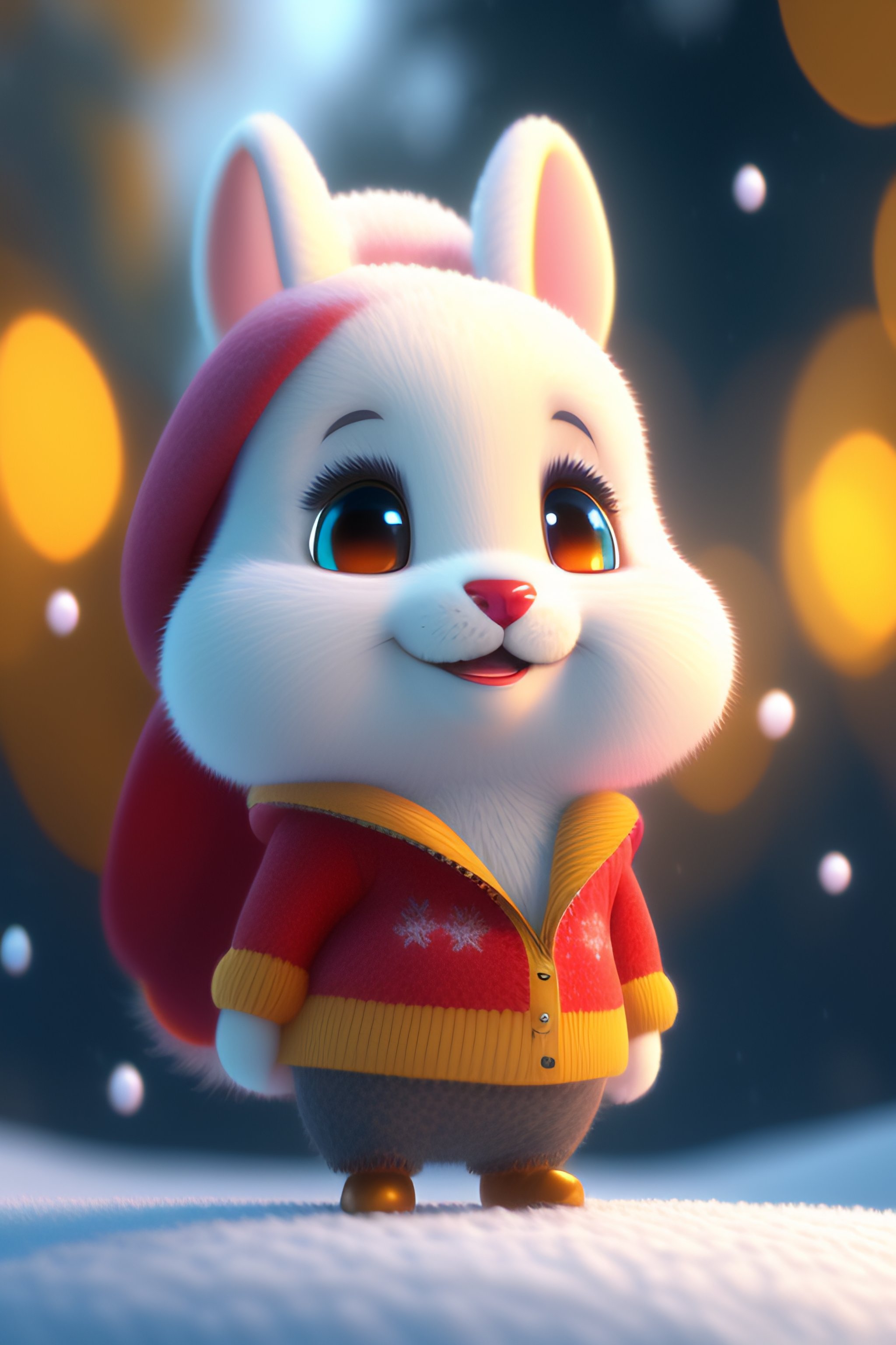 Lexica - Pixar style,a super cute and happy white fairy rabbit ,wear ...