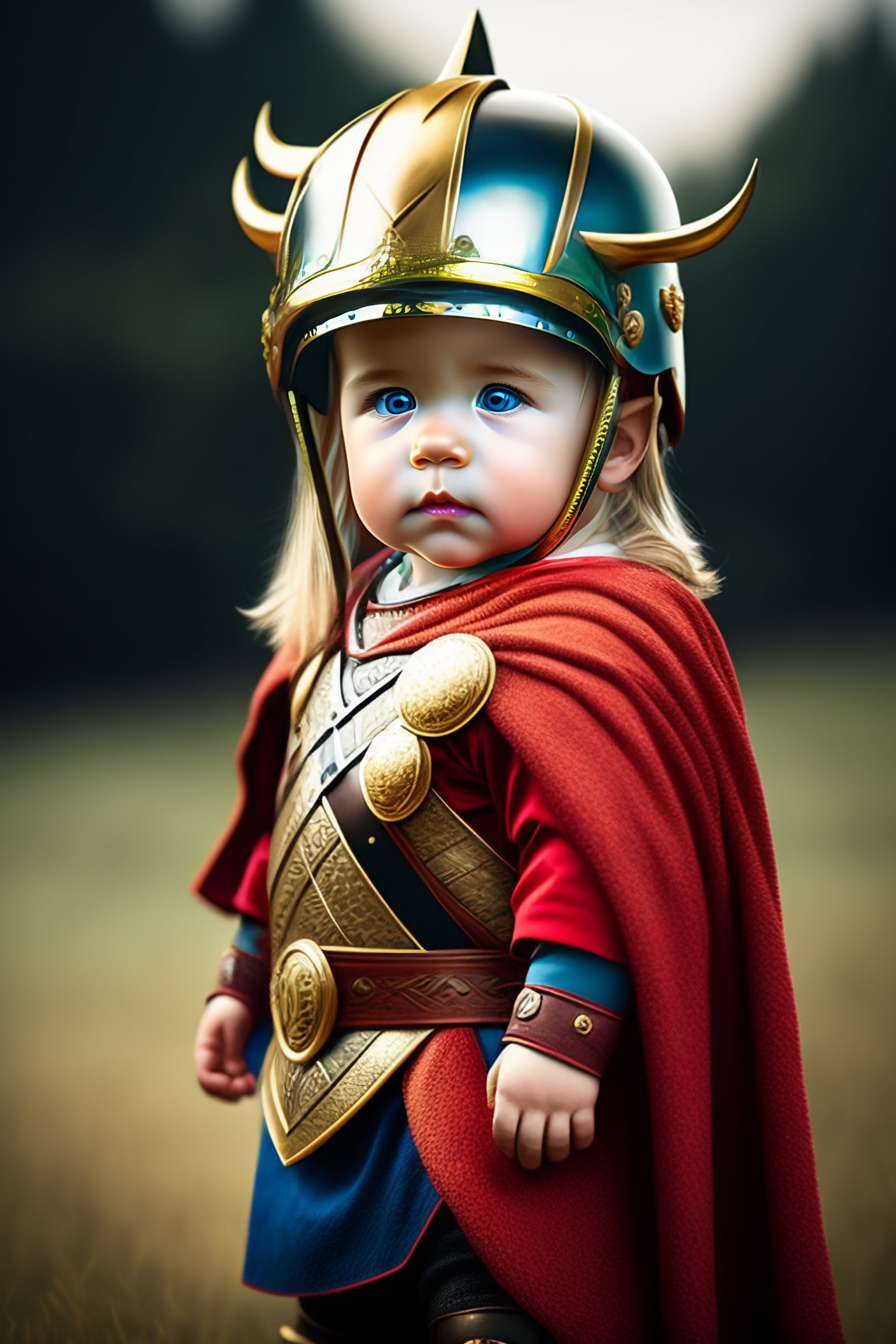 Lexica - Baby Thor, with traditional Viking helmet, Mjölnir, highly ...