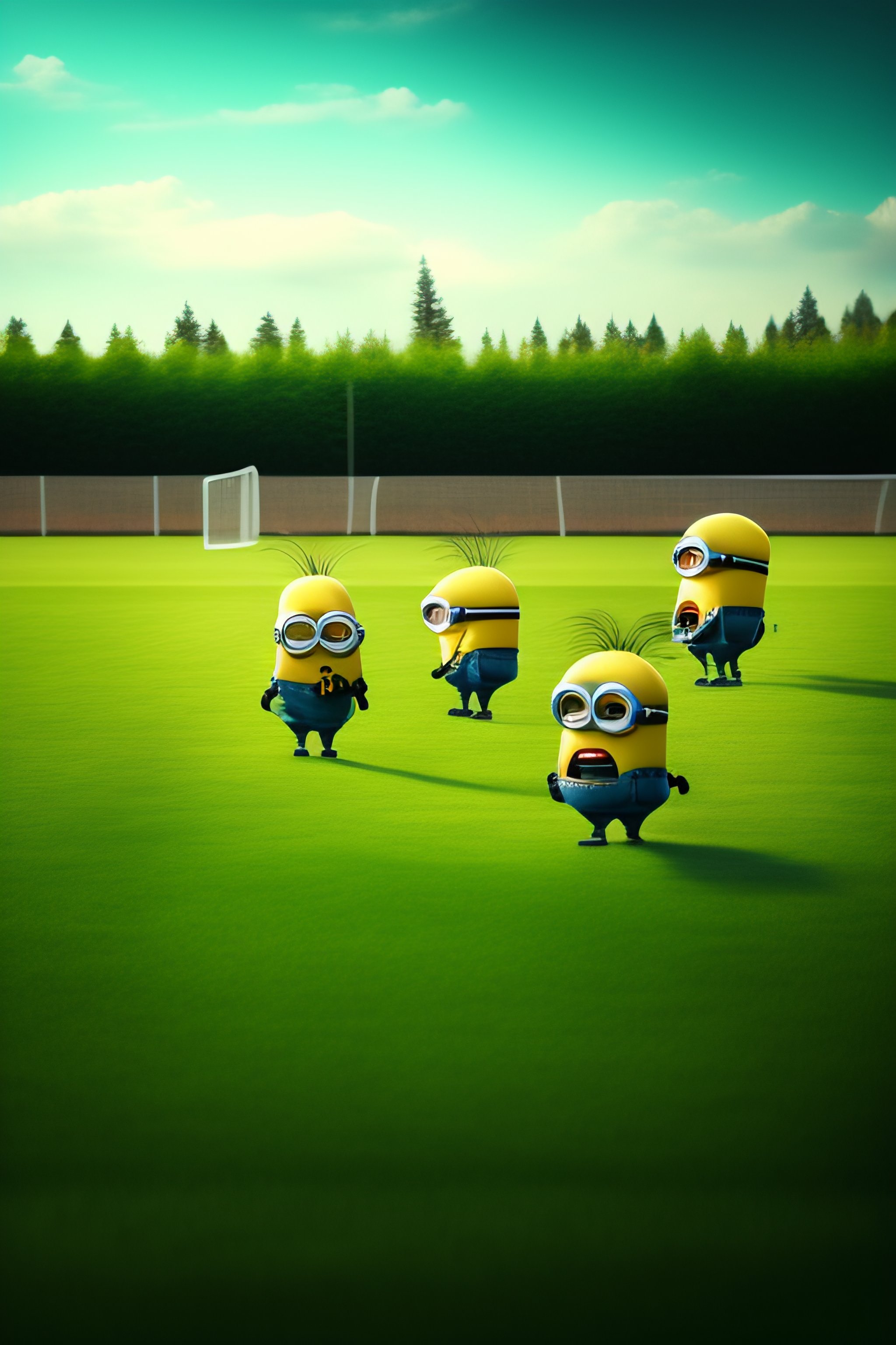 Lexica Minions playing soccer in a green field