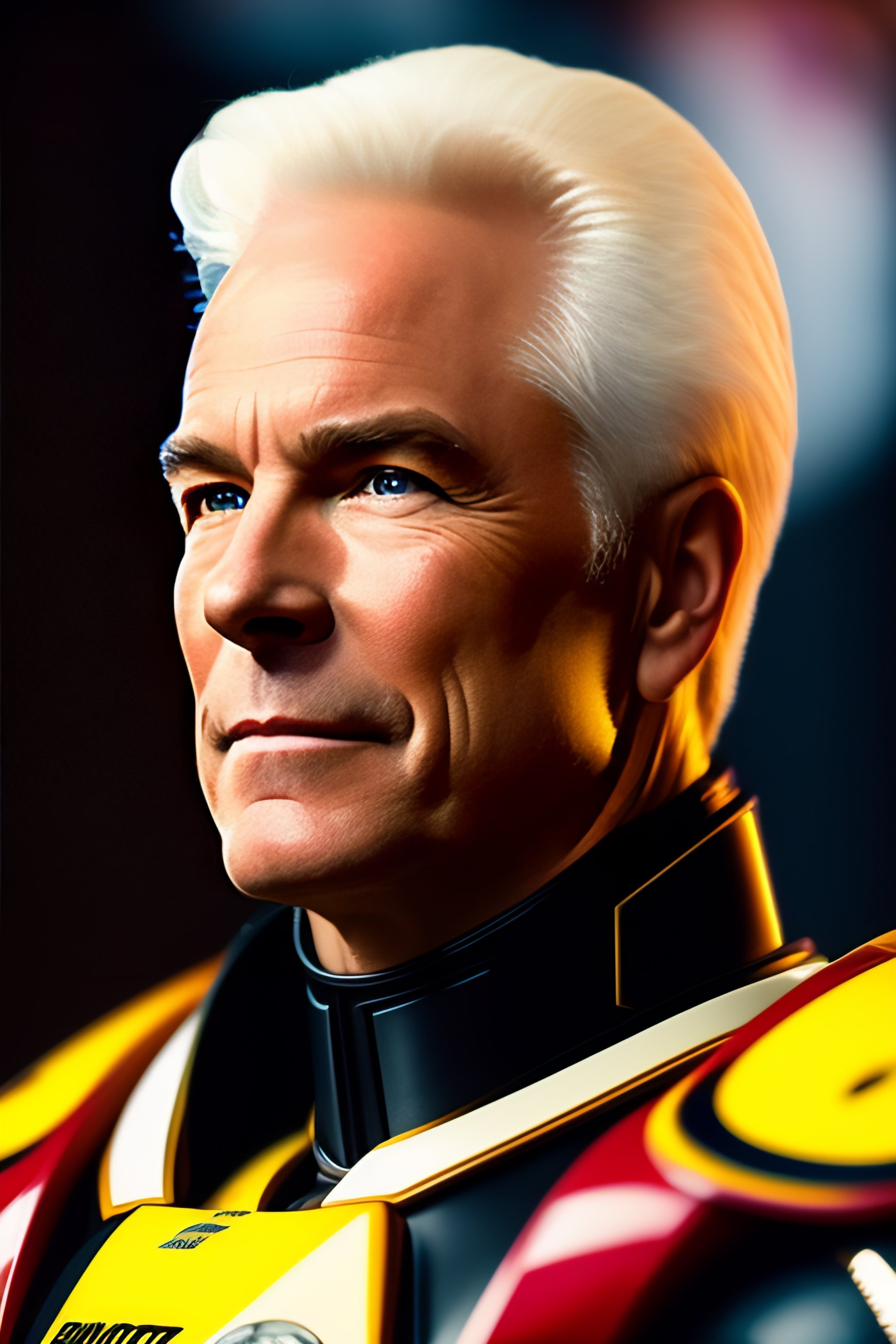 Lexica - Portrait of Brad Pit as Rick Hunter in a Robotech live action ...