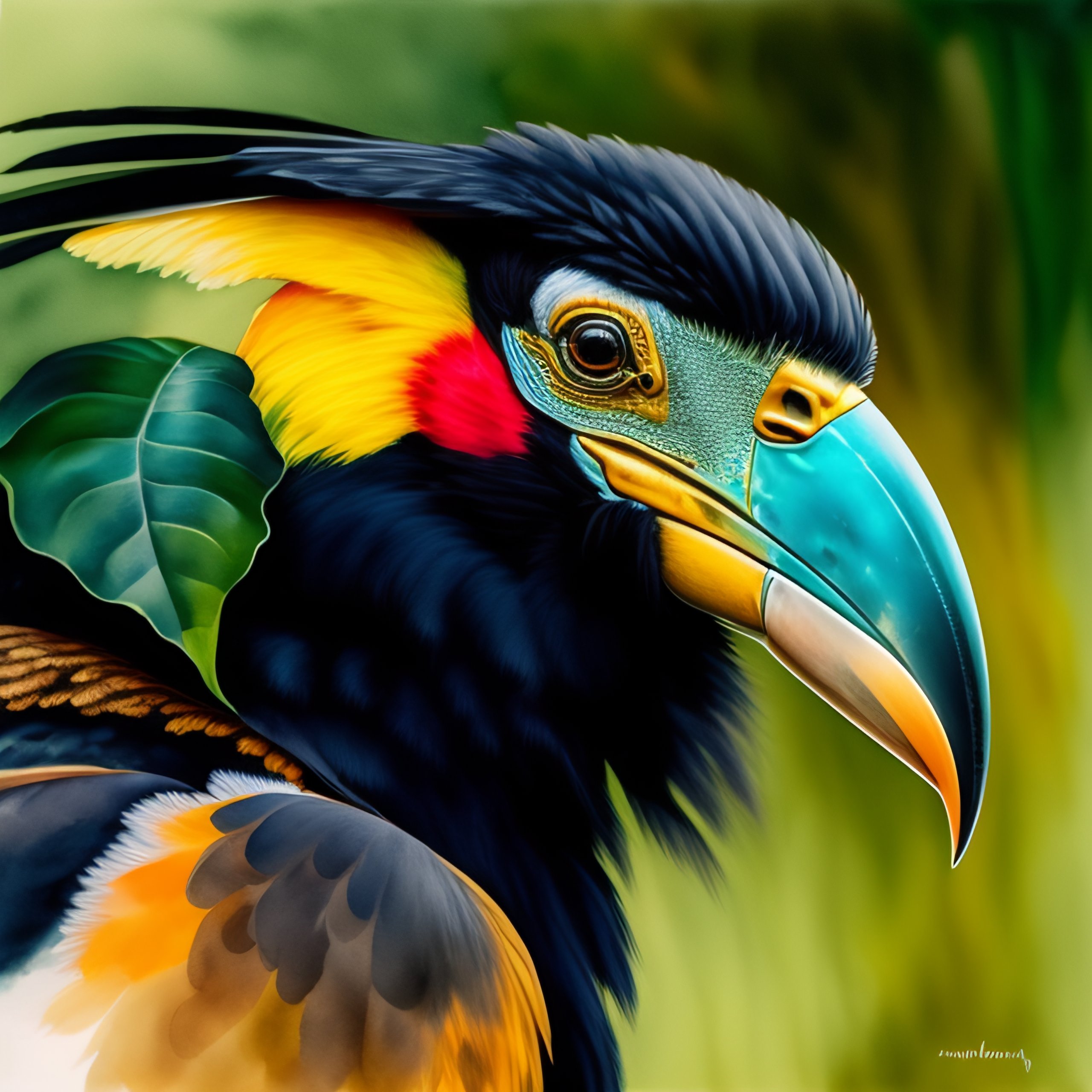 Lexica - Hornbill, watercolour painting