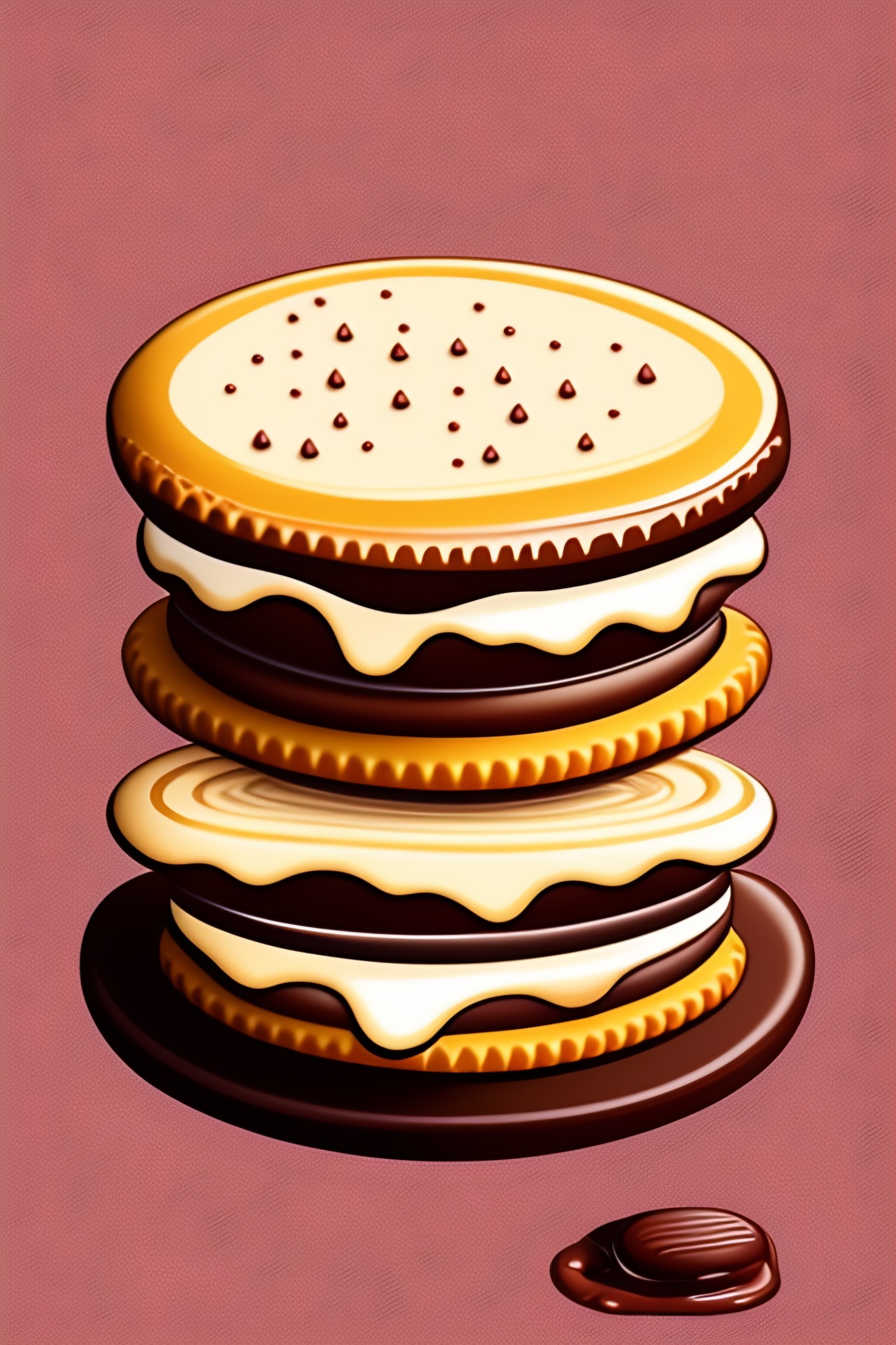 Lexica Dessert with chocolate biscuit and vanilla cream, sandwich