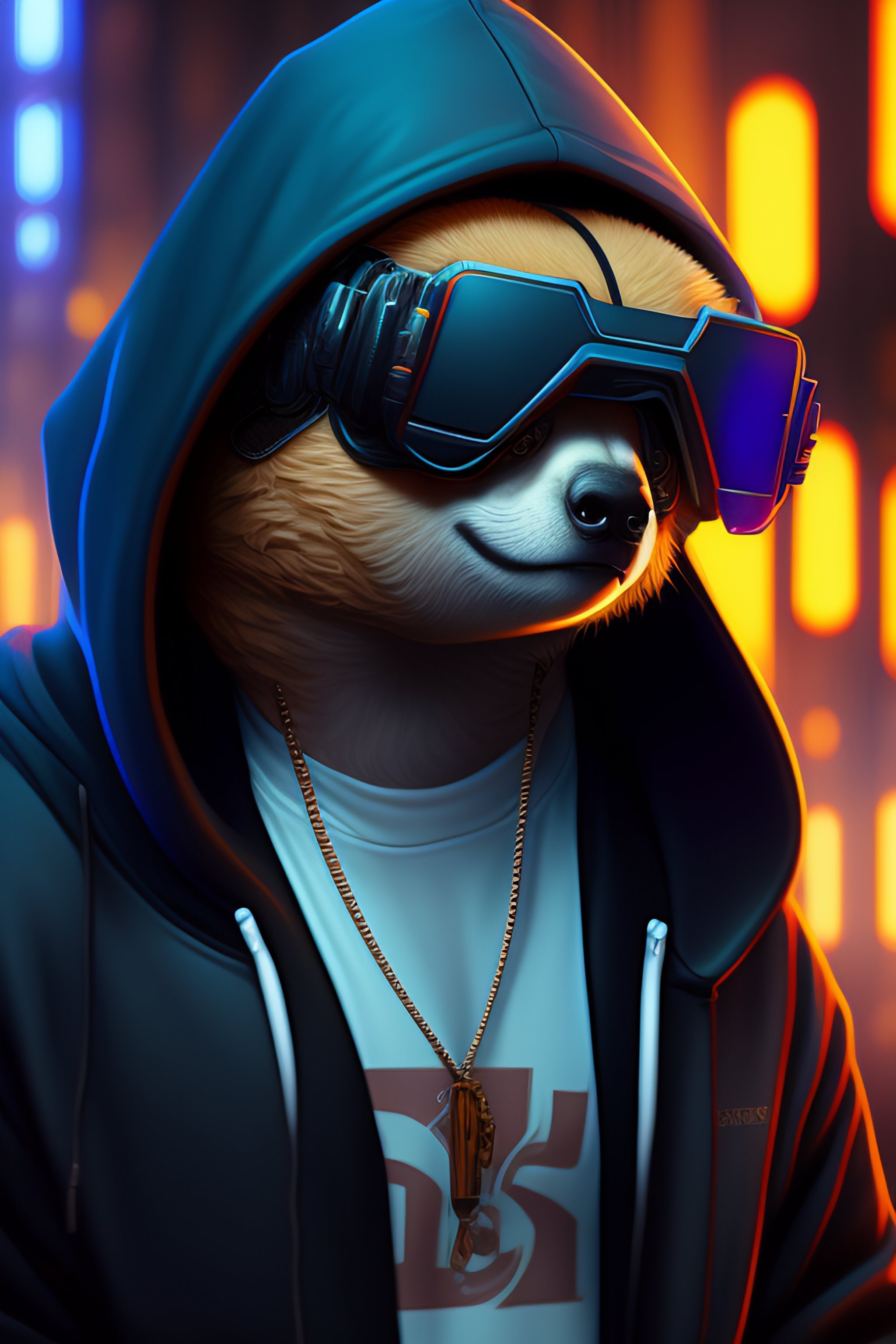 Lexica - 2D comic art of sloth, hacker wearing hoodie,computer ...