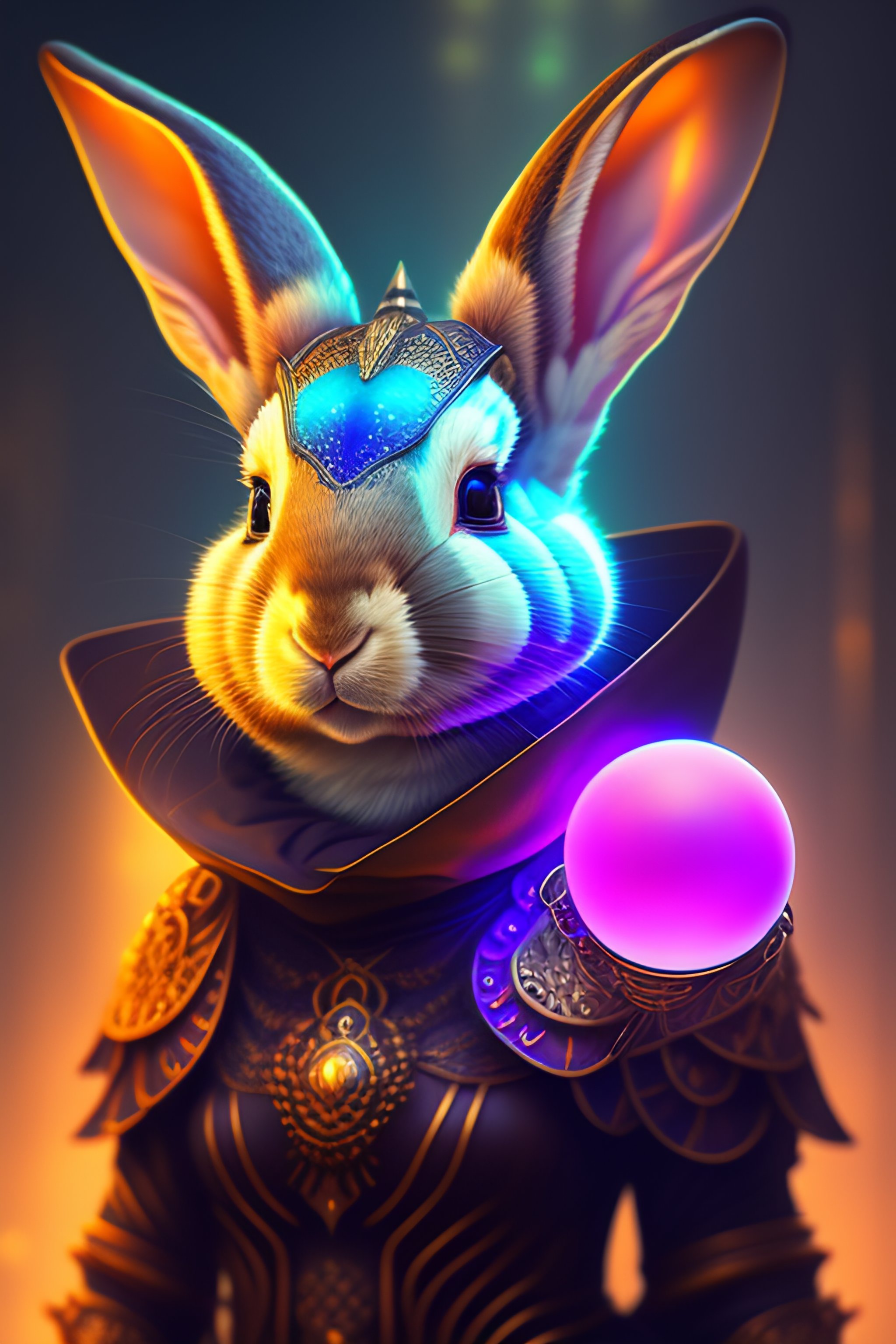 Lexica - A digital painting of a rabbit holding a glowing ball ...