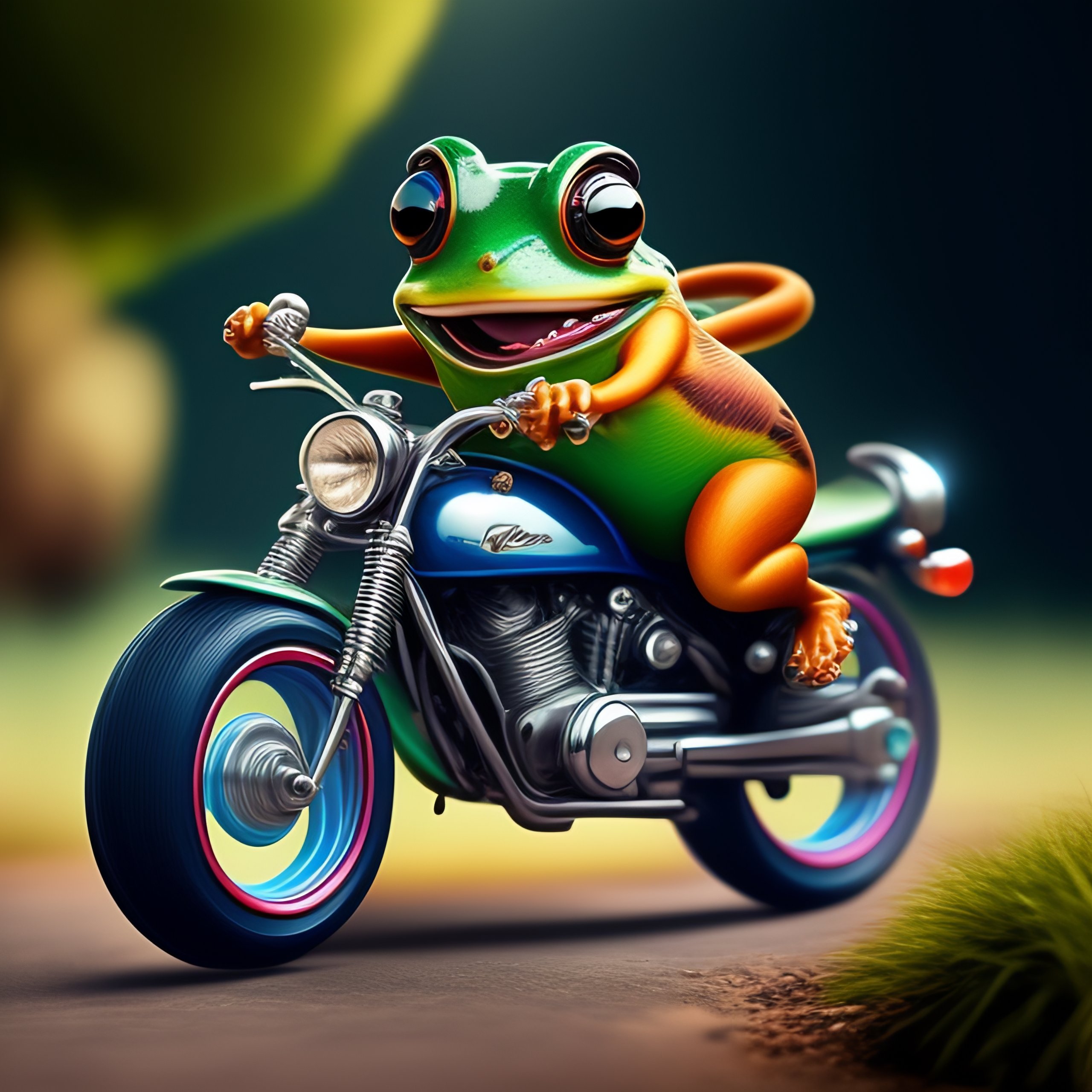Lexica - Crazy frog, on one wheel, motorcycle, dead