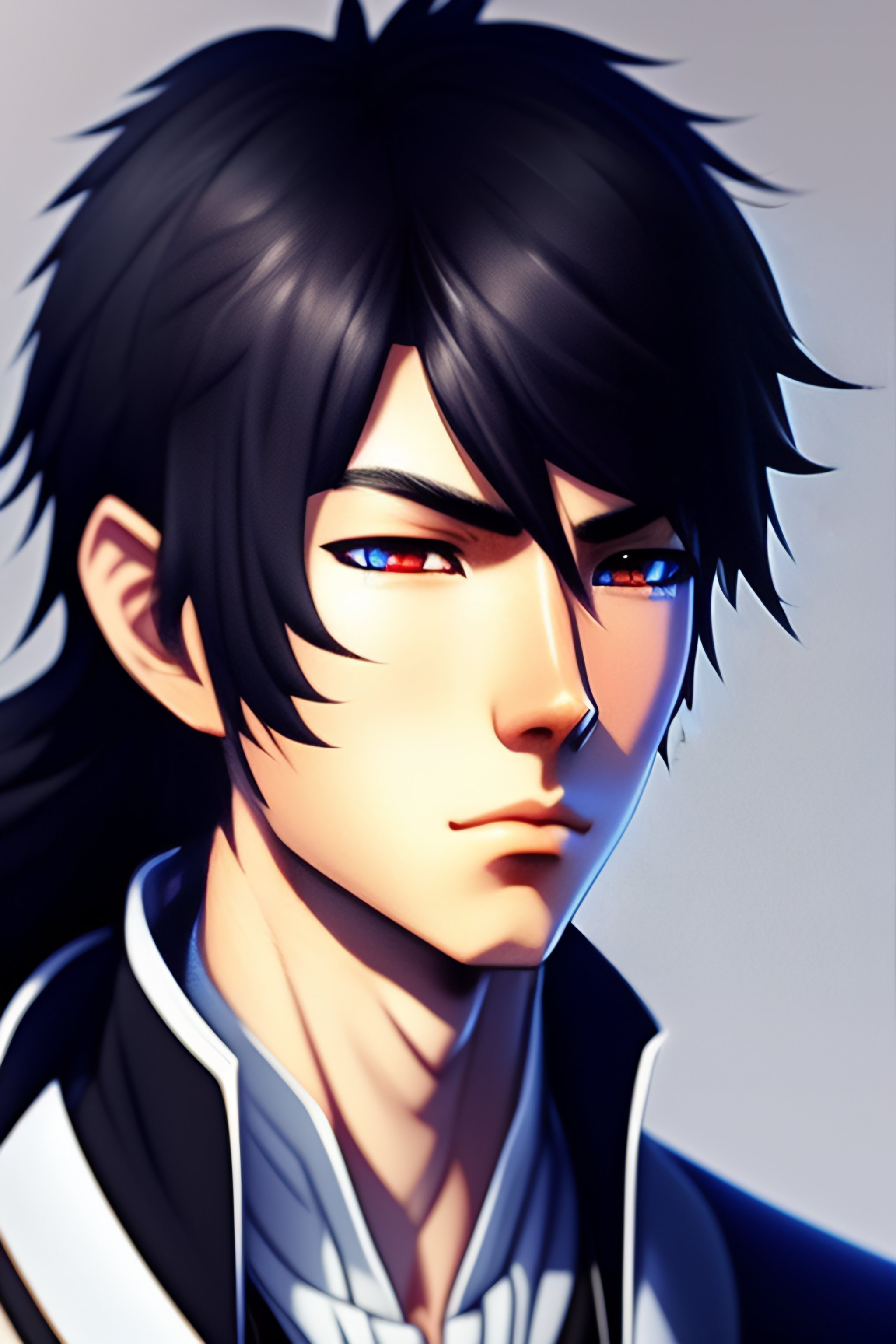 Lexica - Anime boy, black hair, blue eyes, photorealistic