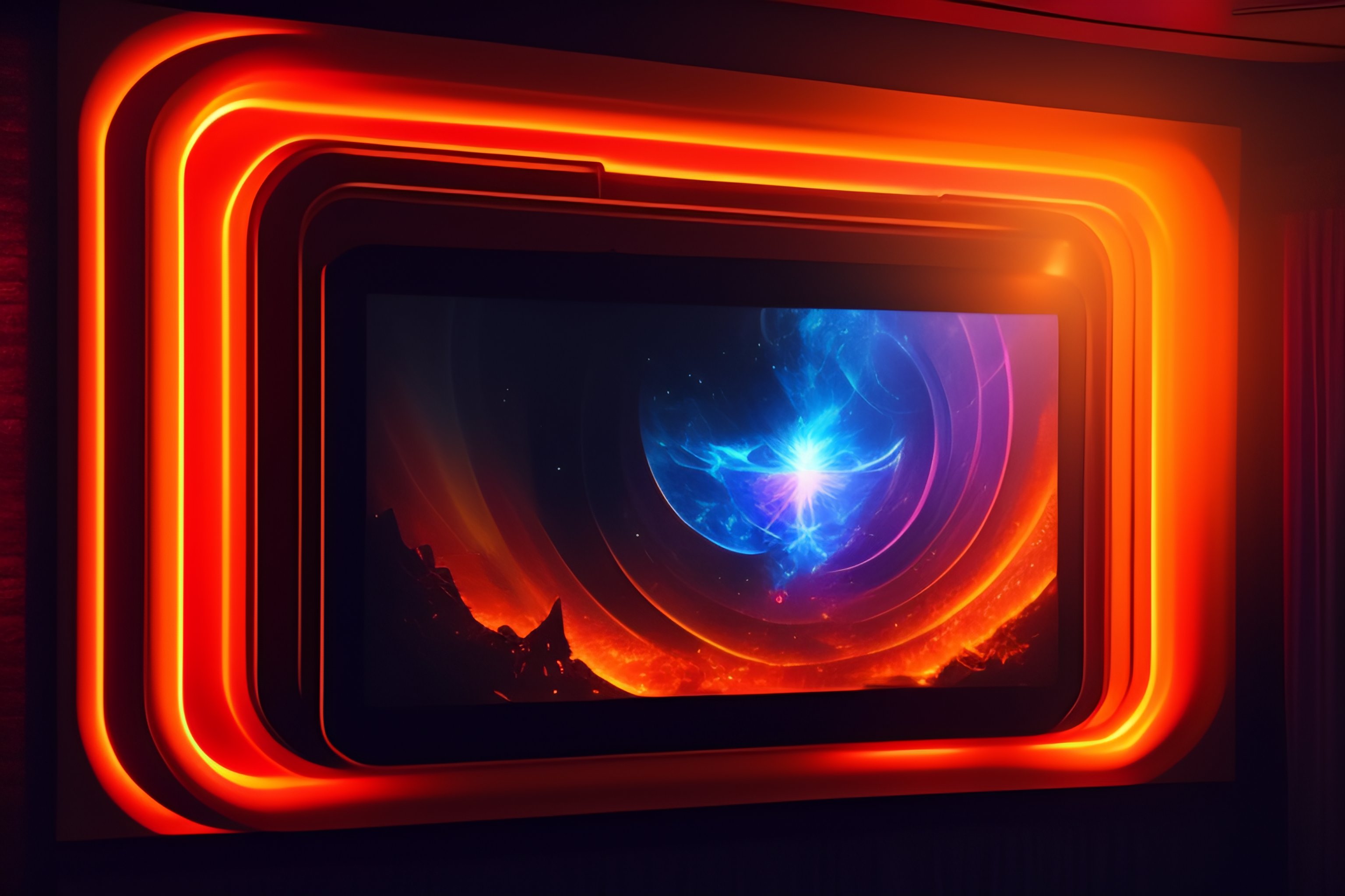 Lexica - Doctor strange magical movie theater screen, glowing orange magic