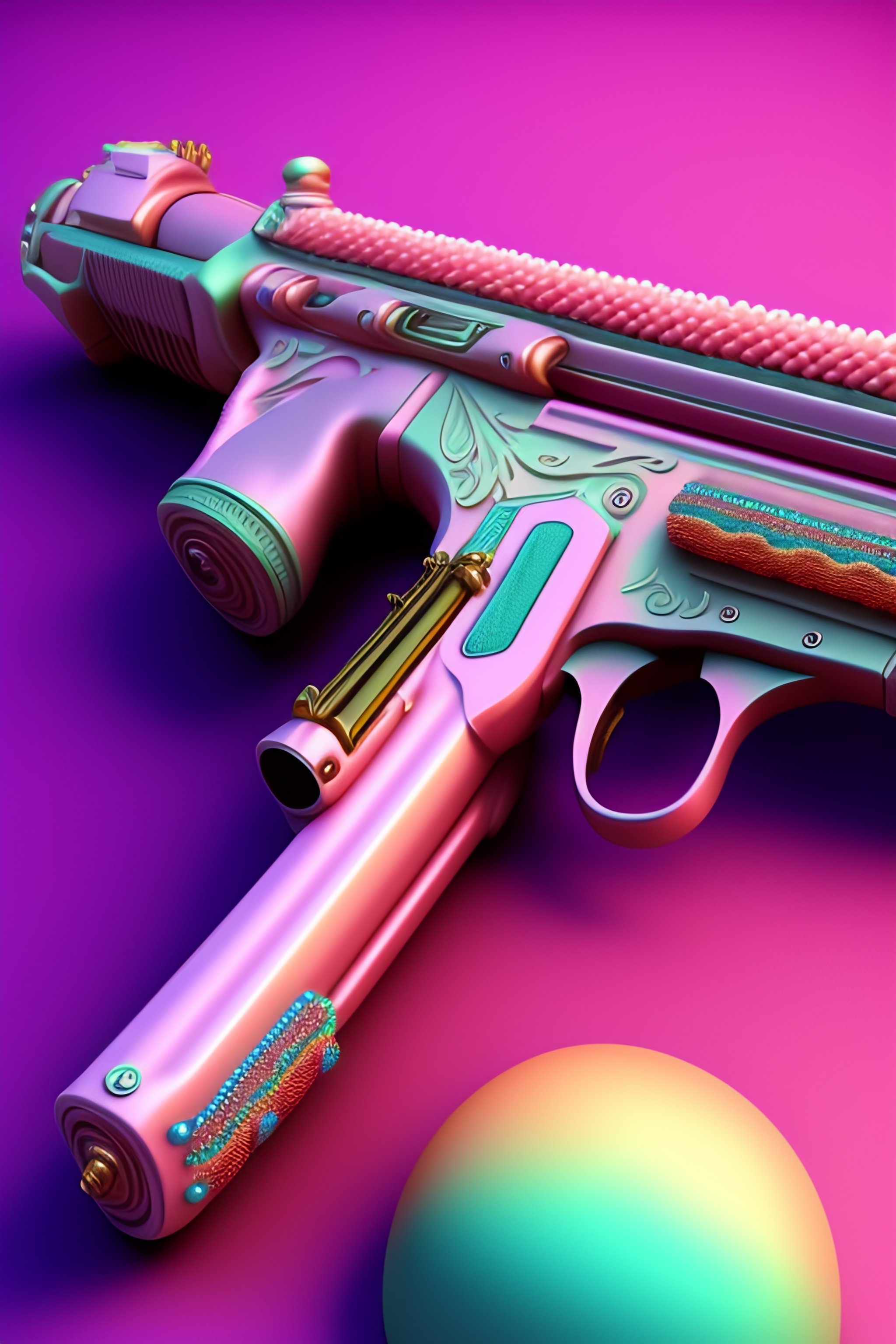 Lexica - Cute pastel rifle design with frills and beads