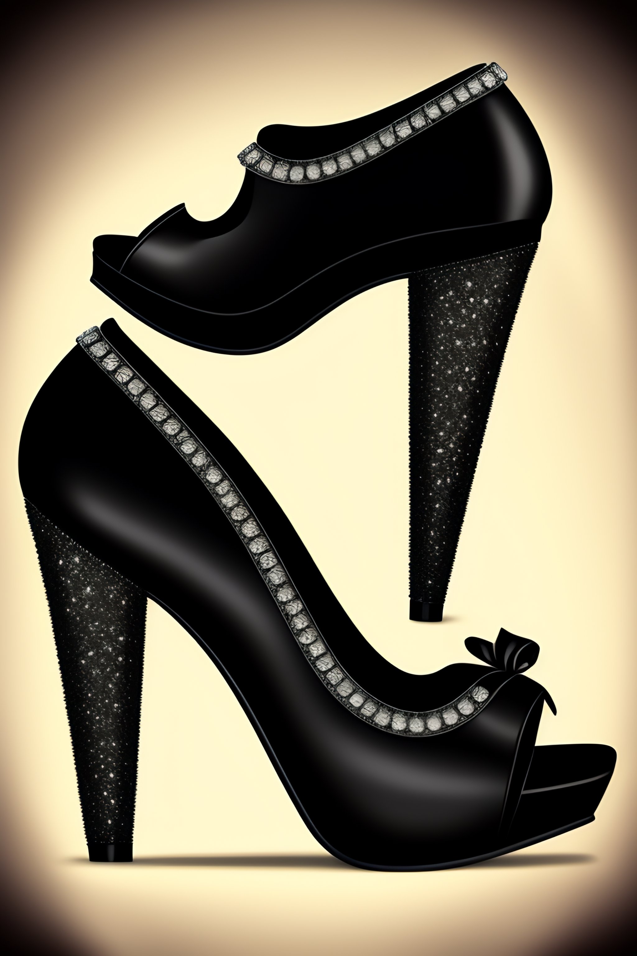 Lexica - Create a luxury shoes and black whit diamond on the heels and ...