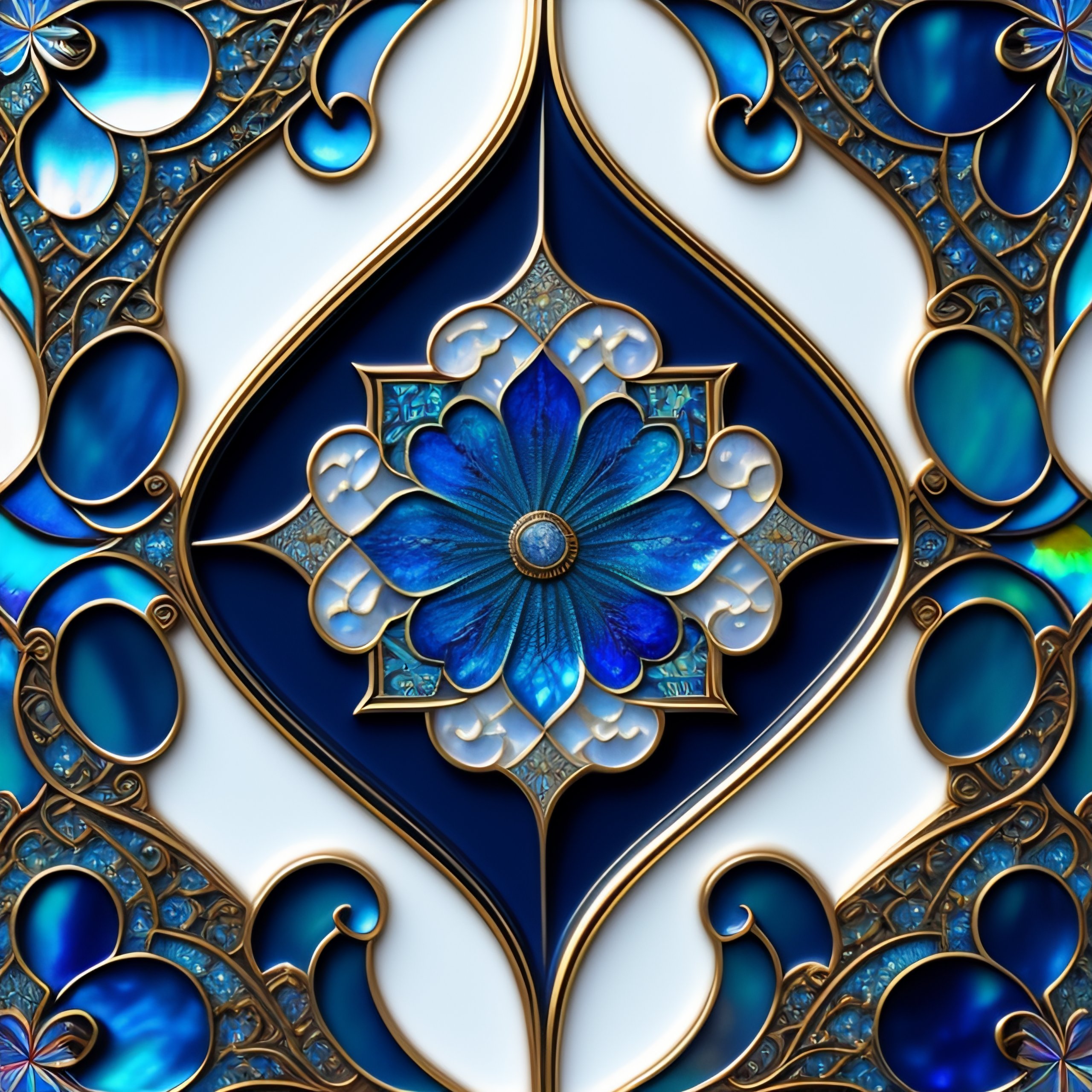 Lexica - Single mother-of-pearl inlay, Iridescent, blues, textured ...
