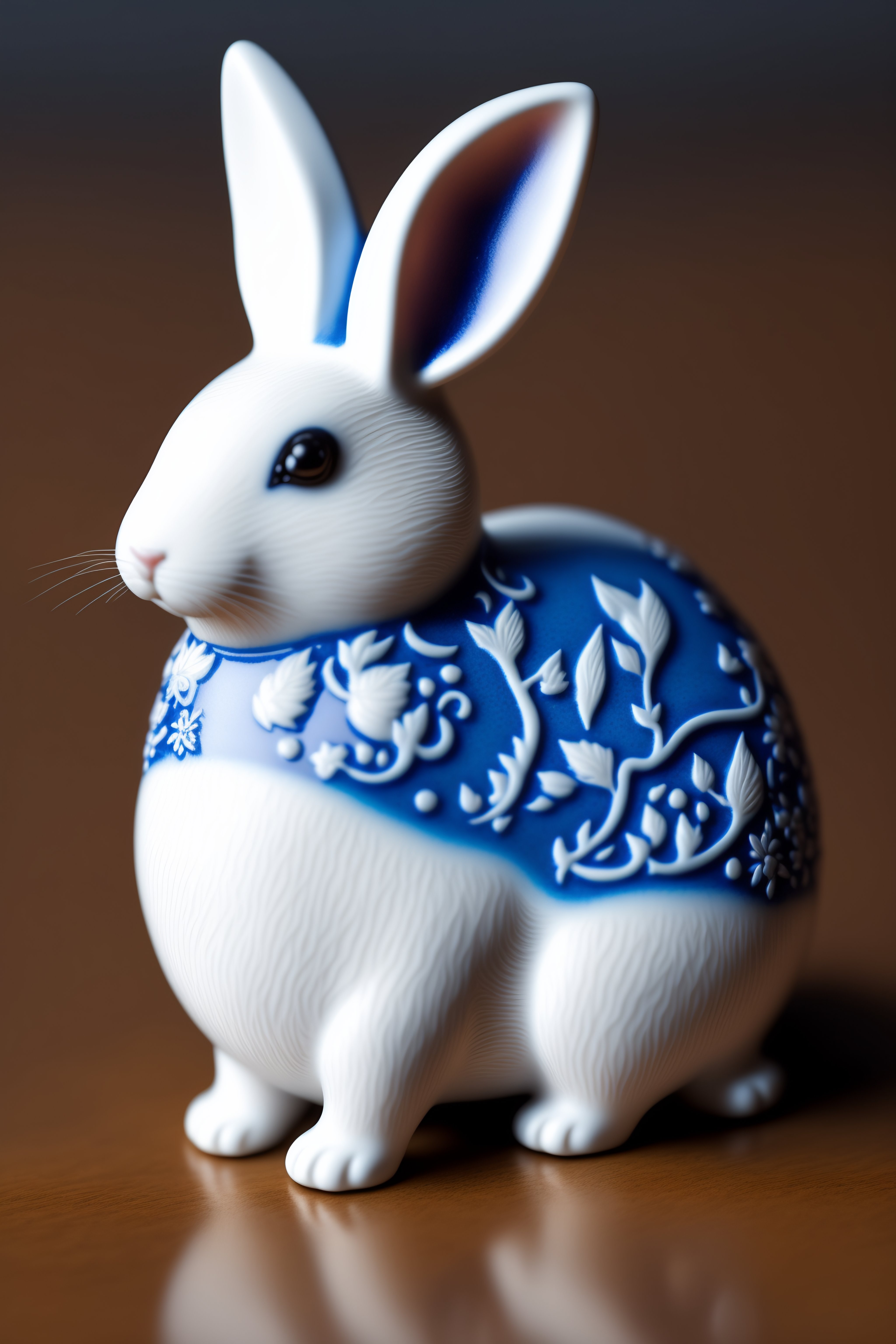 Lexica - A detailed intricate rabbit toy made out of white porcelain ...