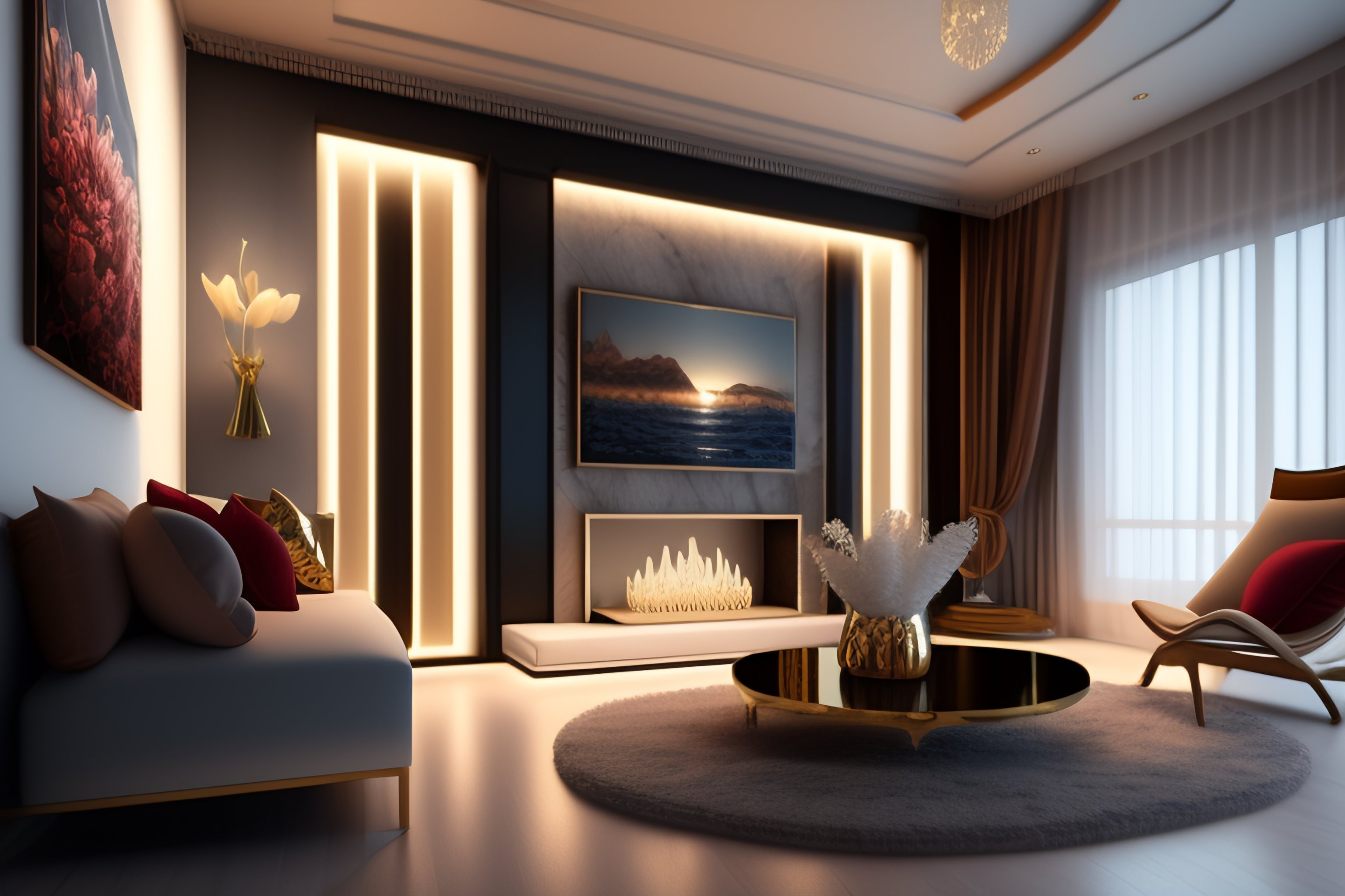Lexica - Living room, decorative item, luxury candles, bloom, hdri, 8k ...
