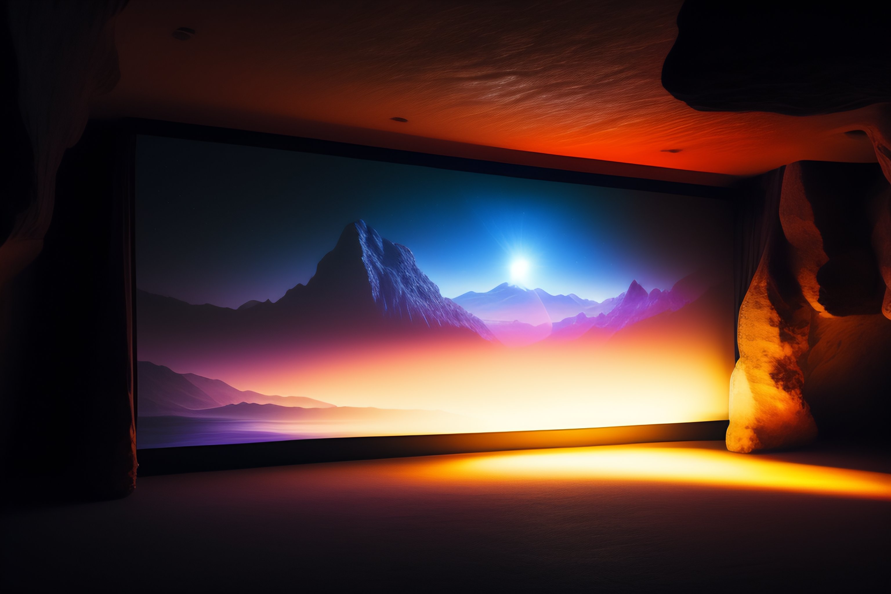 Lexica - A projector mapping cave room with single dark rider about ...