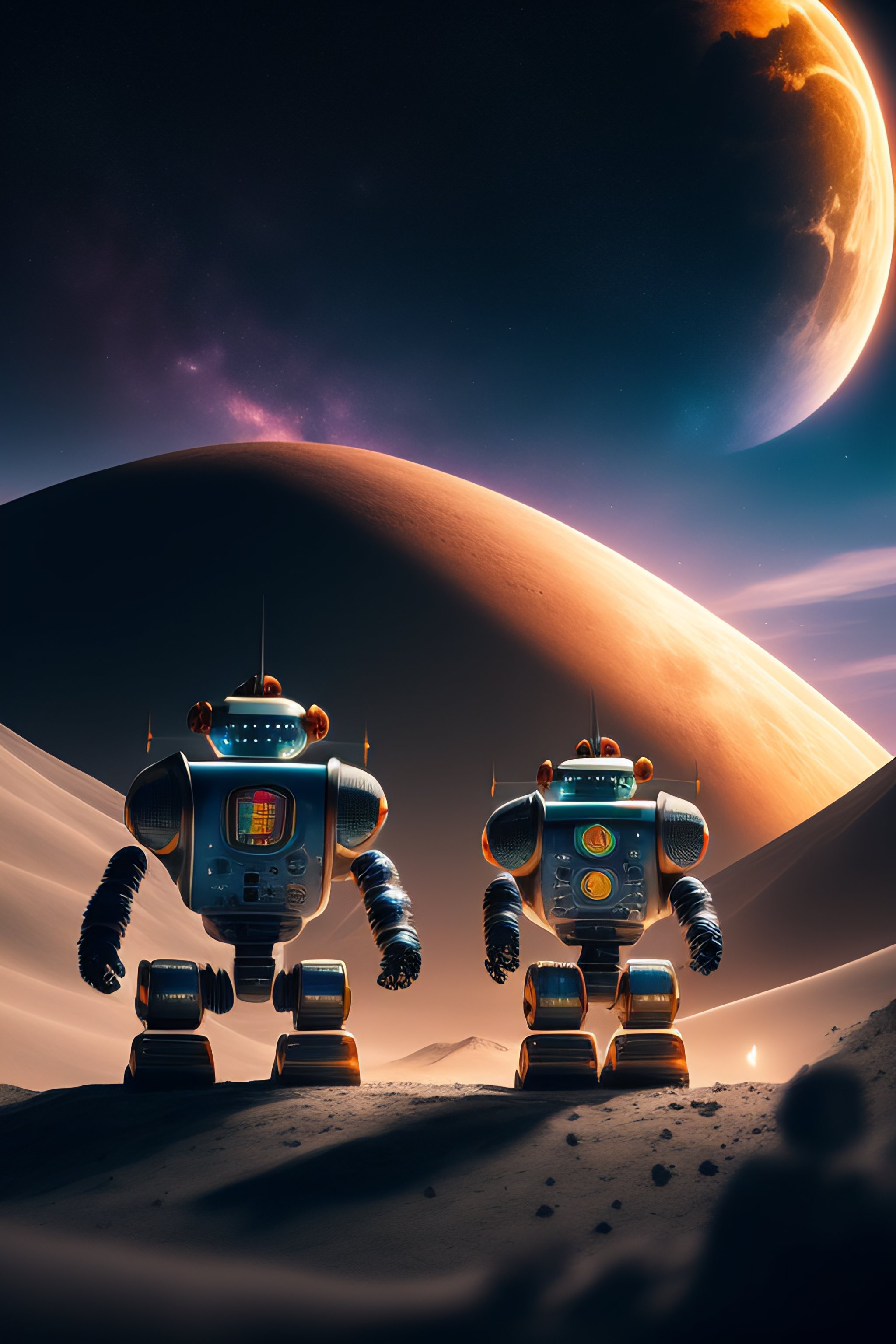 Lexica - Two robots fighting on the moon