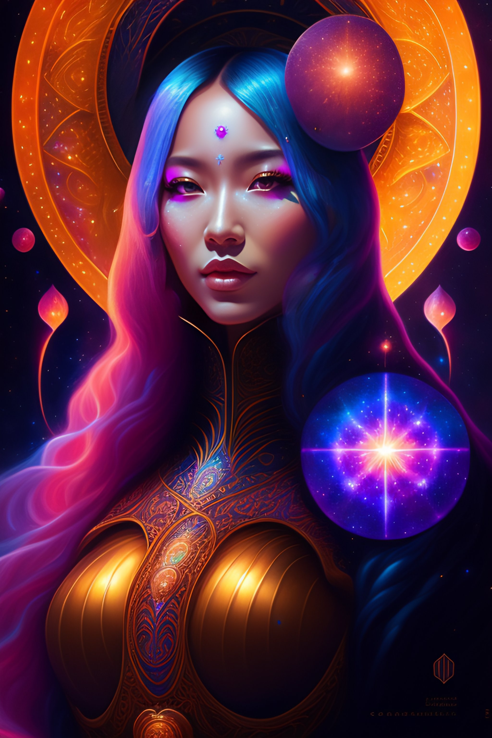 Lexica - Cosmic sorceress, nebulas, galactic, Concept art portrait by ...