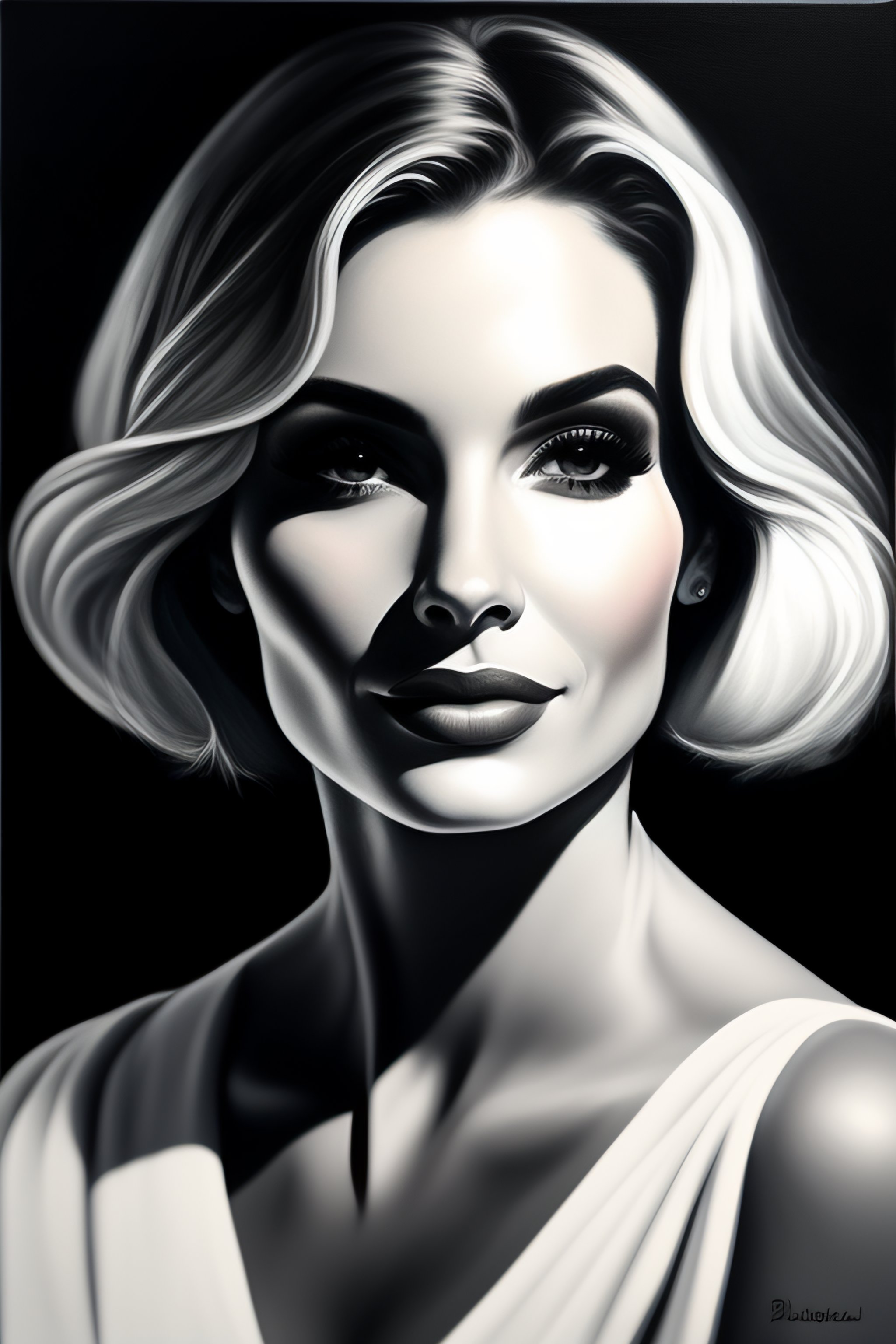 Lexica - Portrait, black and white, oil paint, famous person