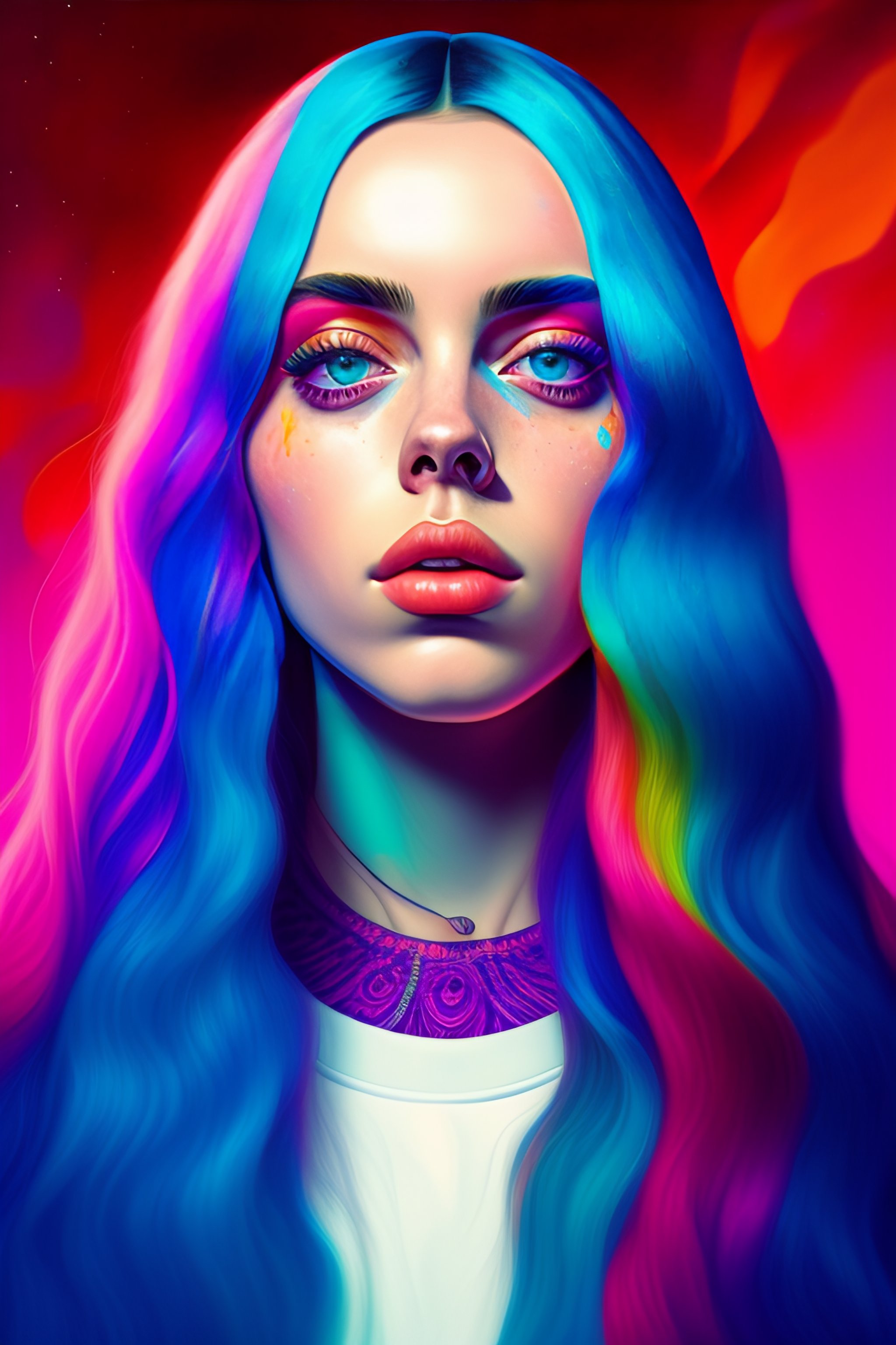 Lexica - An extremely psychedelic portrait of Billie Eilish surreal ...