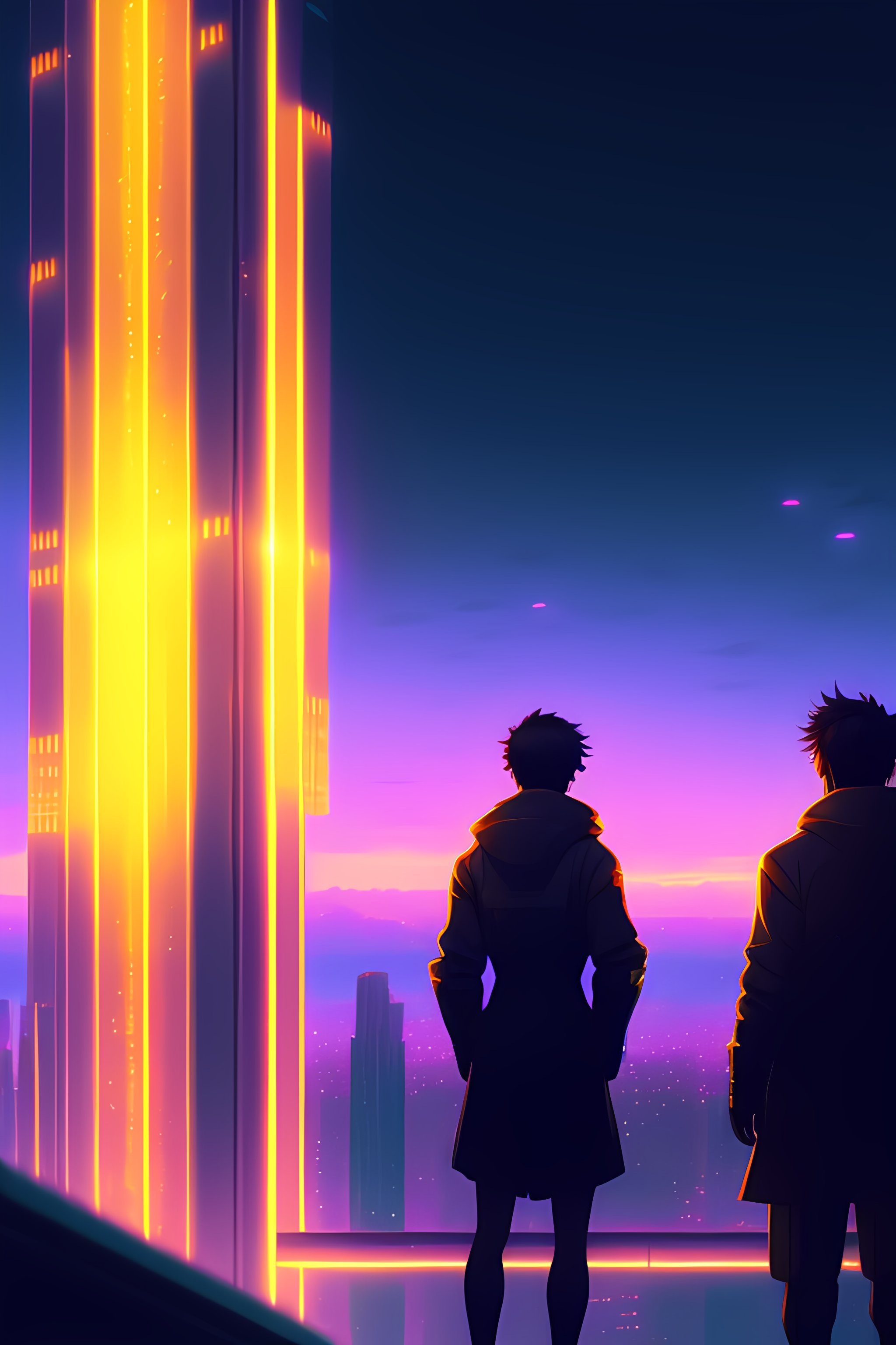 Lexica - High-rise futuristic buildings, bright neon signs, people ...