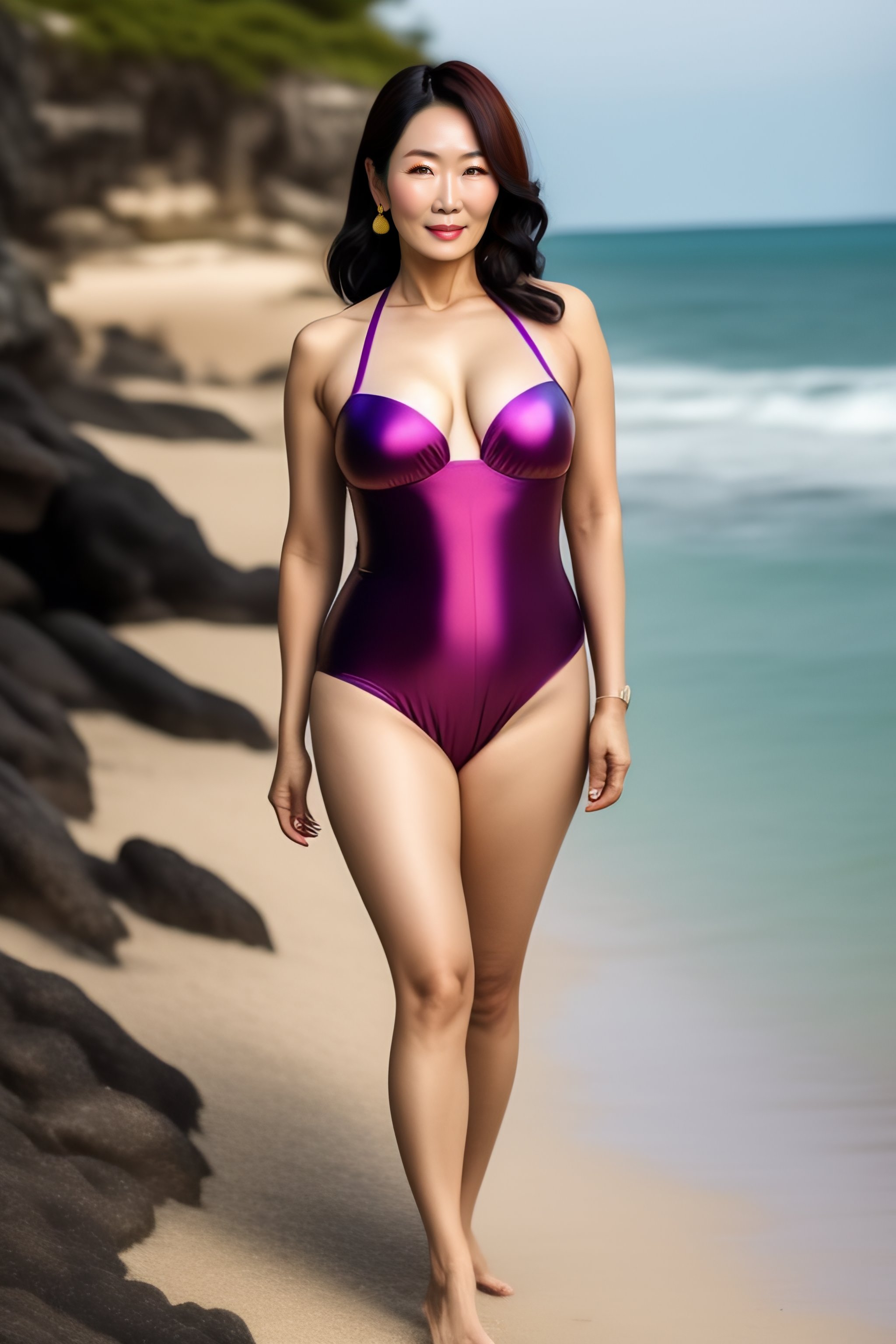 Lexica Beautiful 40yearold Korean woman, in a swimsuit, fulllength