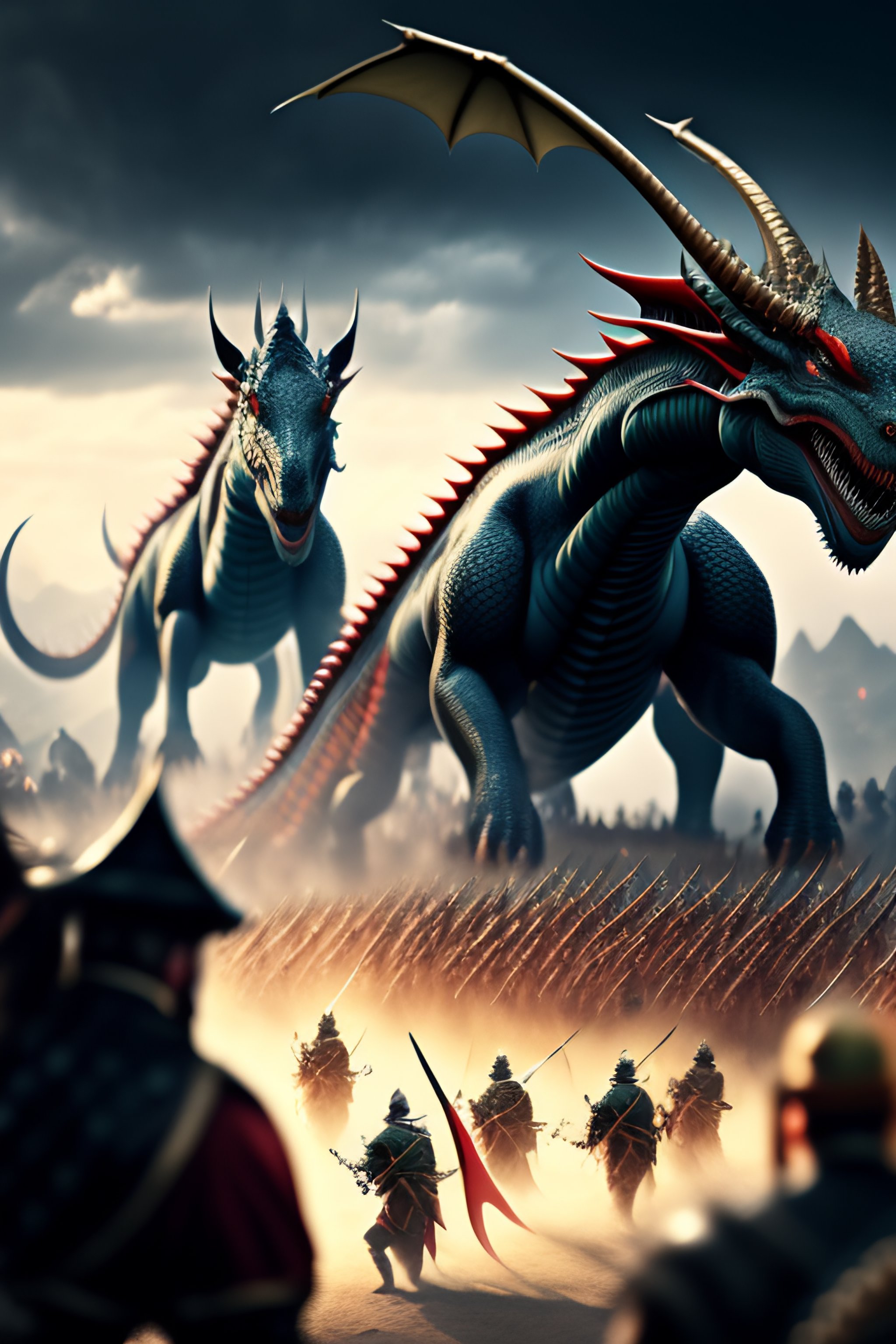 Lexica - An army of Dragons battling against an army of humans