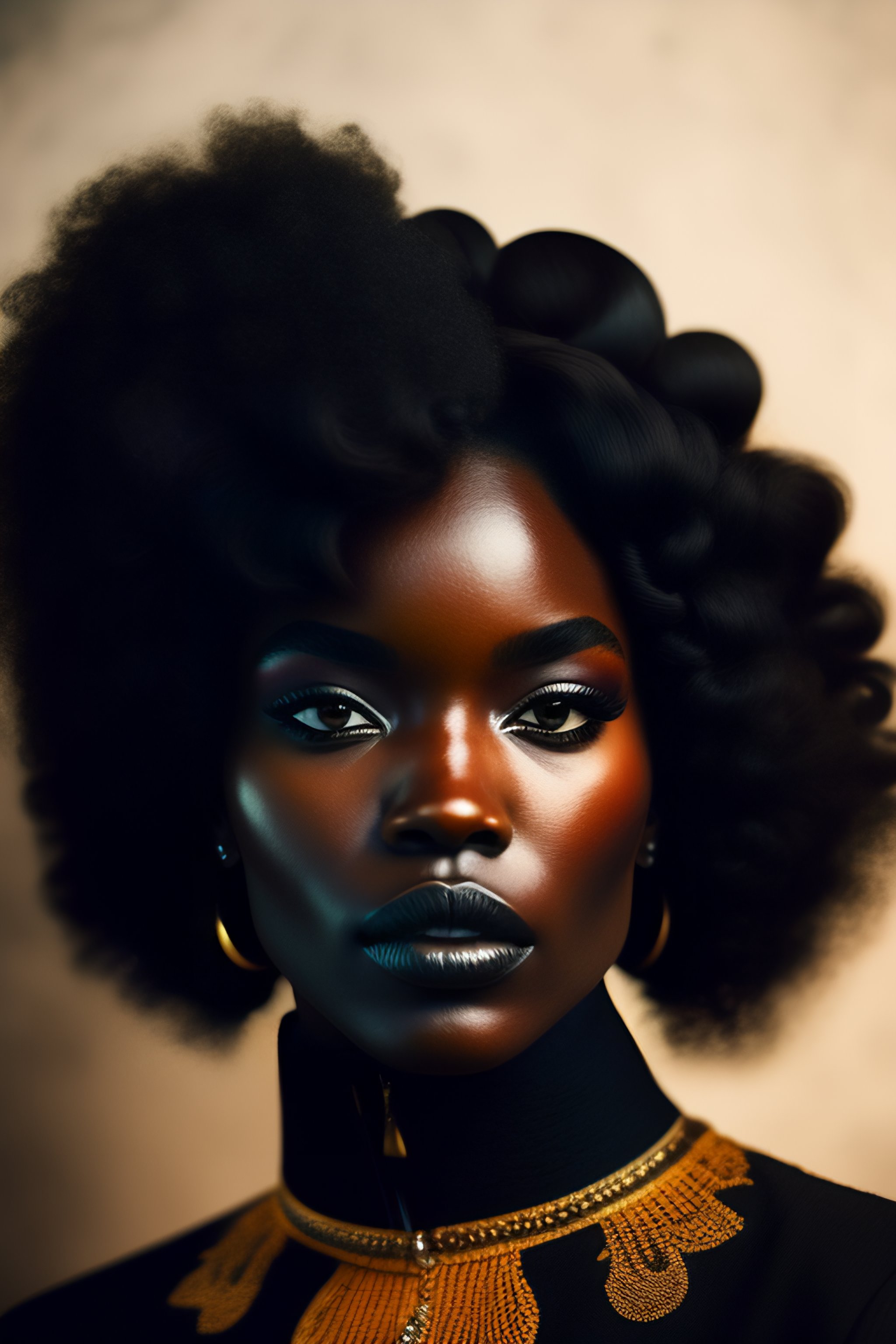 Lexica - A photo of a beautiful blck woman with black curly hair ...