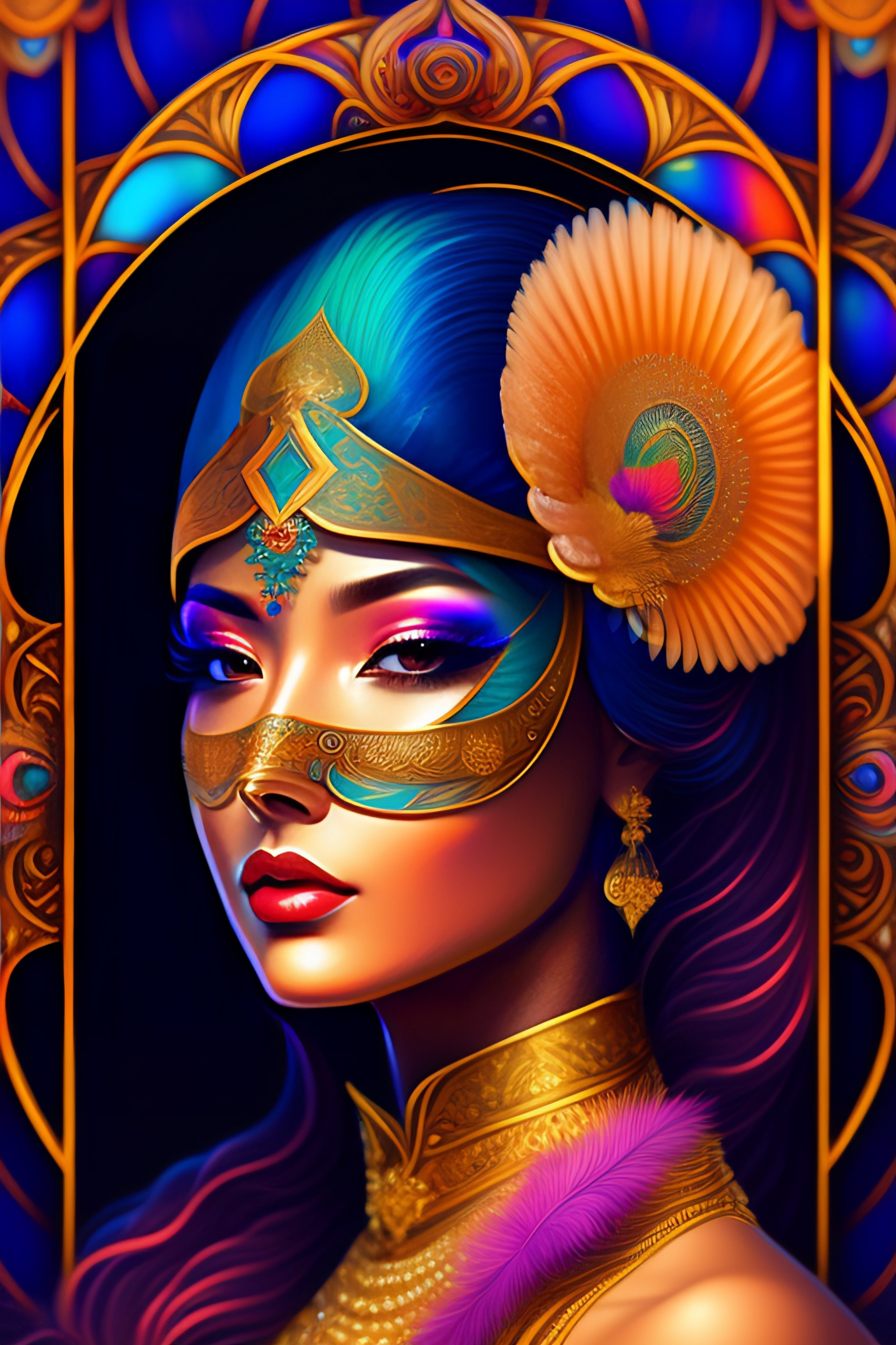 Lexica - Centered detailed portrait of a masked woman wearing a ...