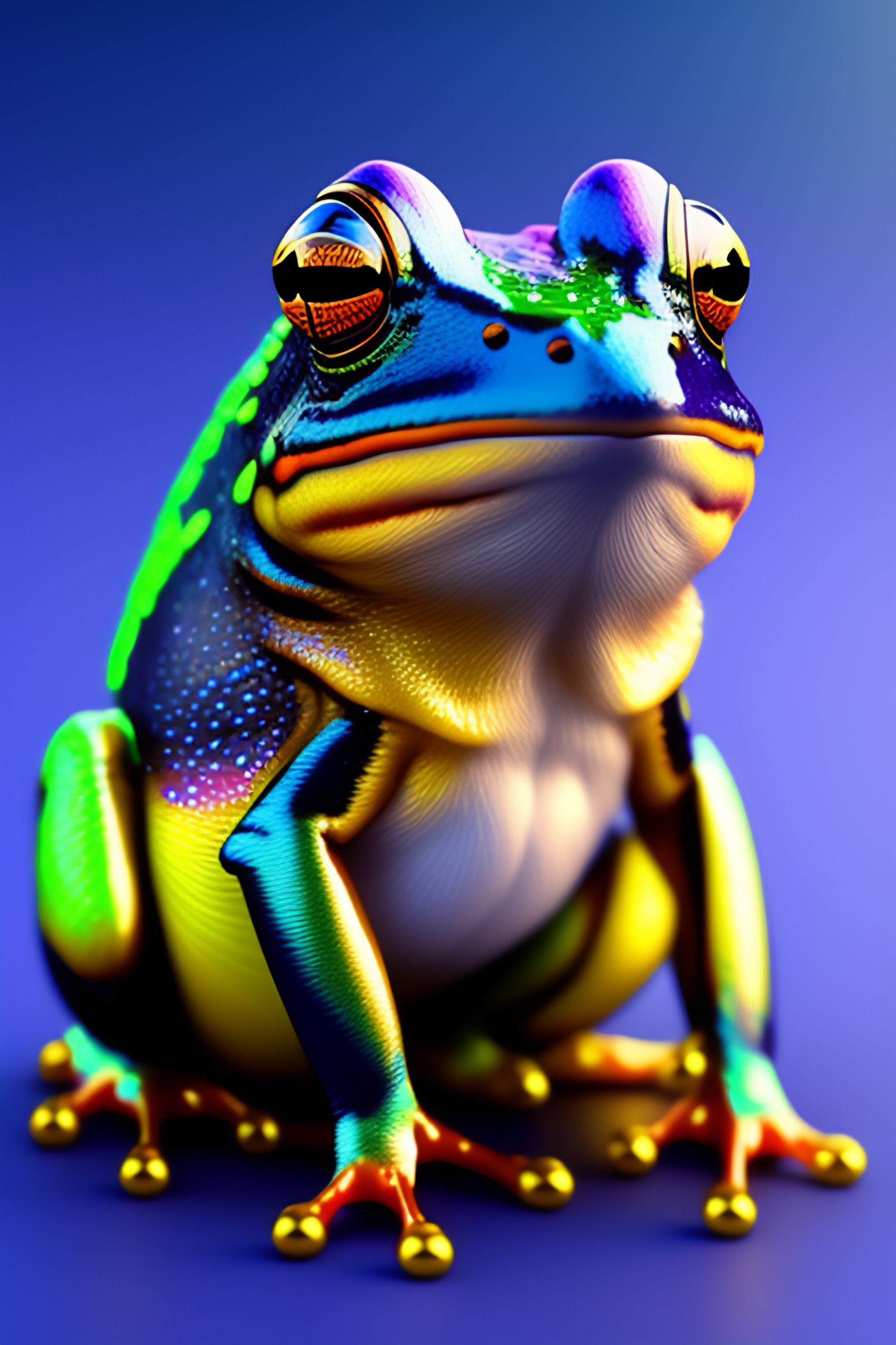 Lexica - High quality 3 d render hyperrealist very cute multicolor frog ...