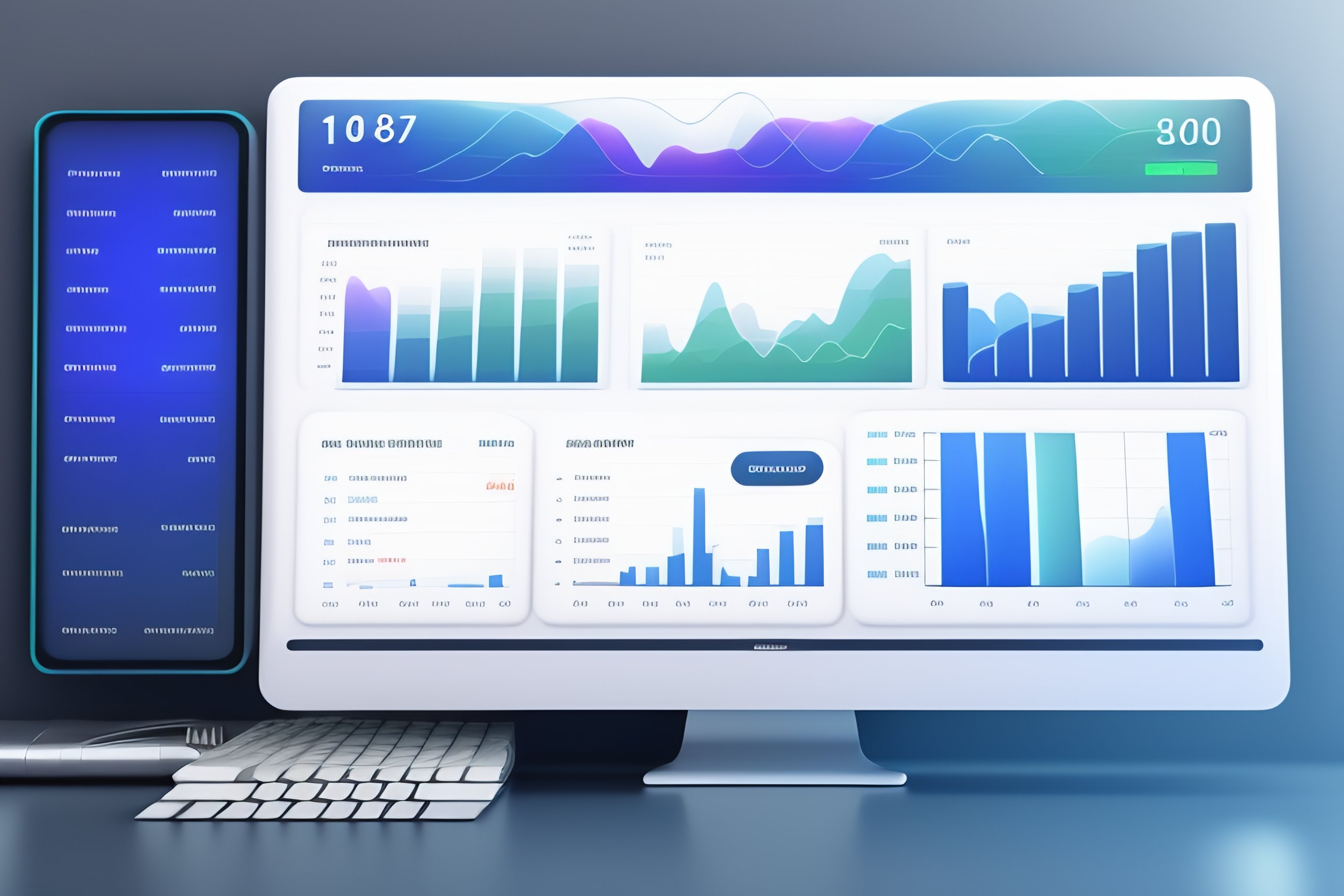 Lexica - A data dashboard with multiple meters, graphs and charts in a ...