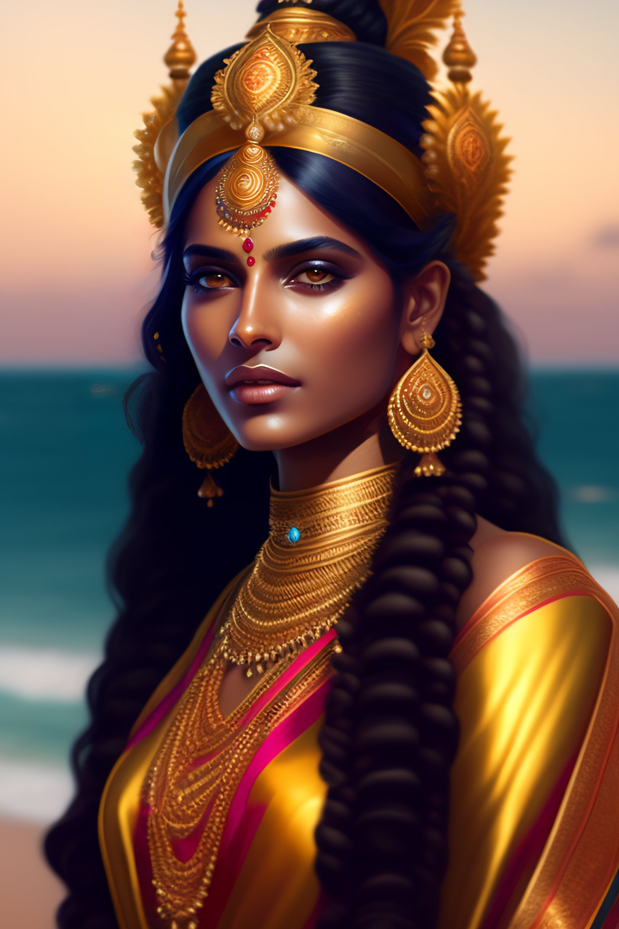 lexica-portrait-of-beautiful-hindu-godess-wearing-highly-ornamented