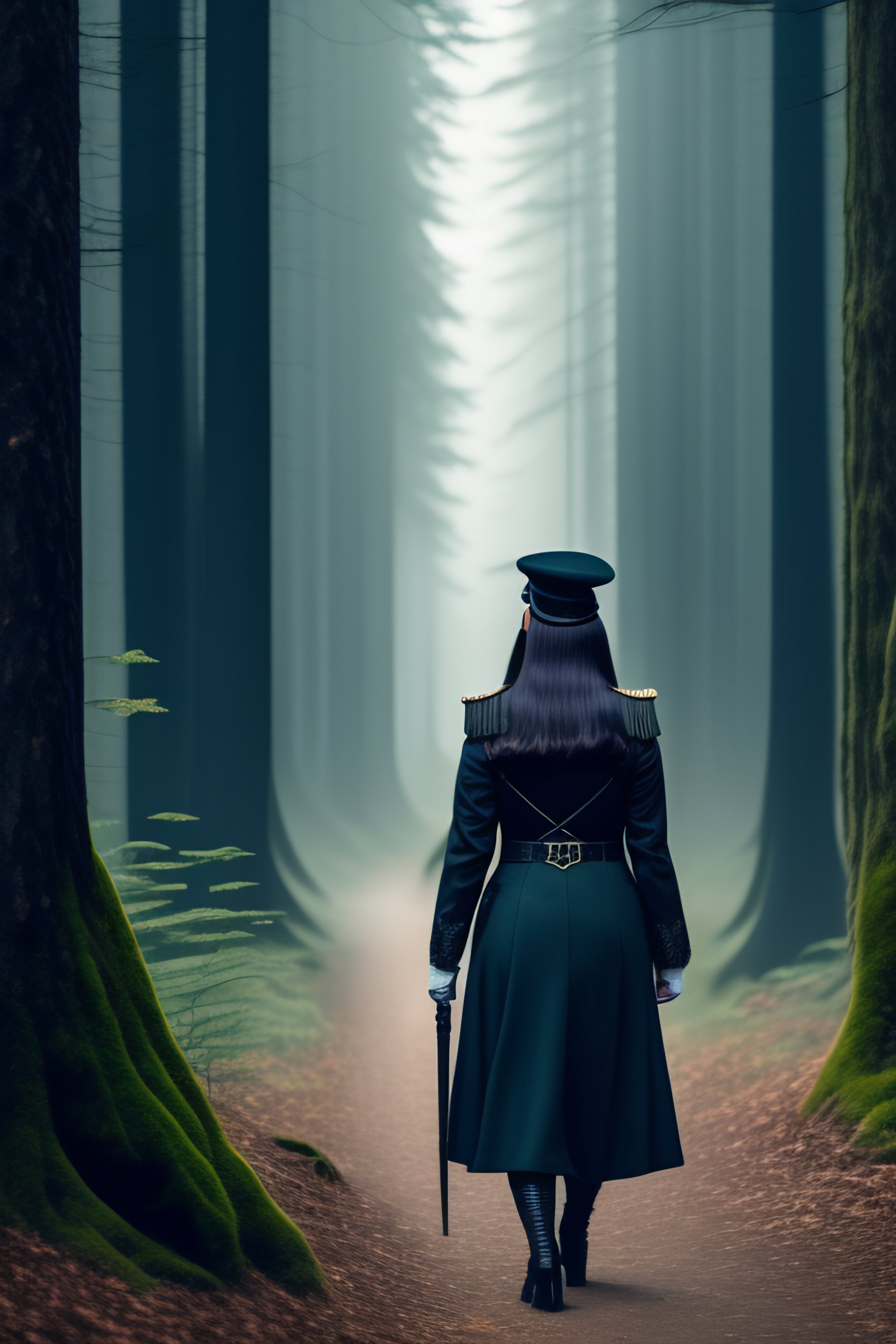 Lexica - Wednesday addams walking in the forest