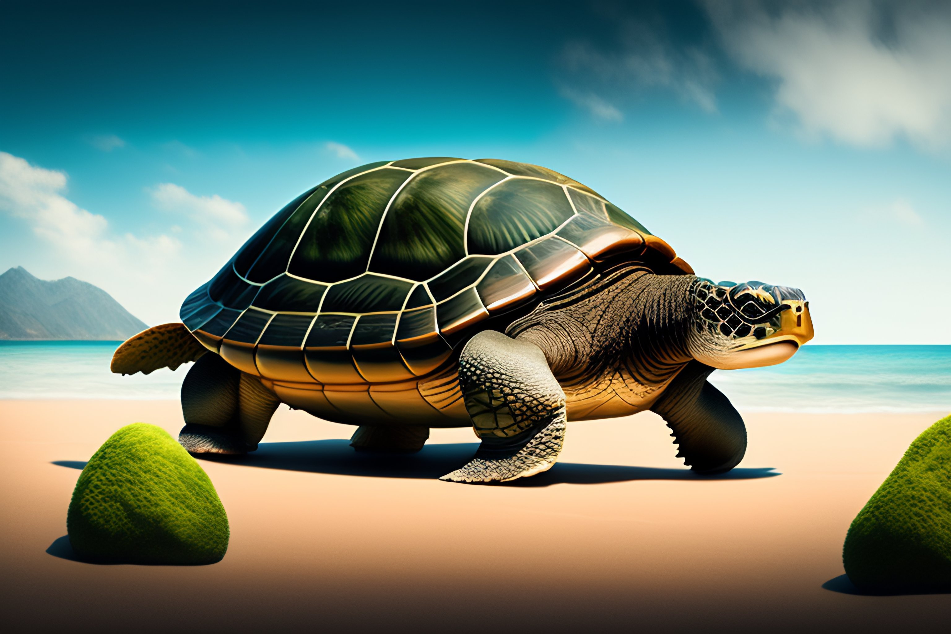 Lexica - Giant turtle fighting godzilla
