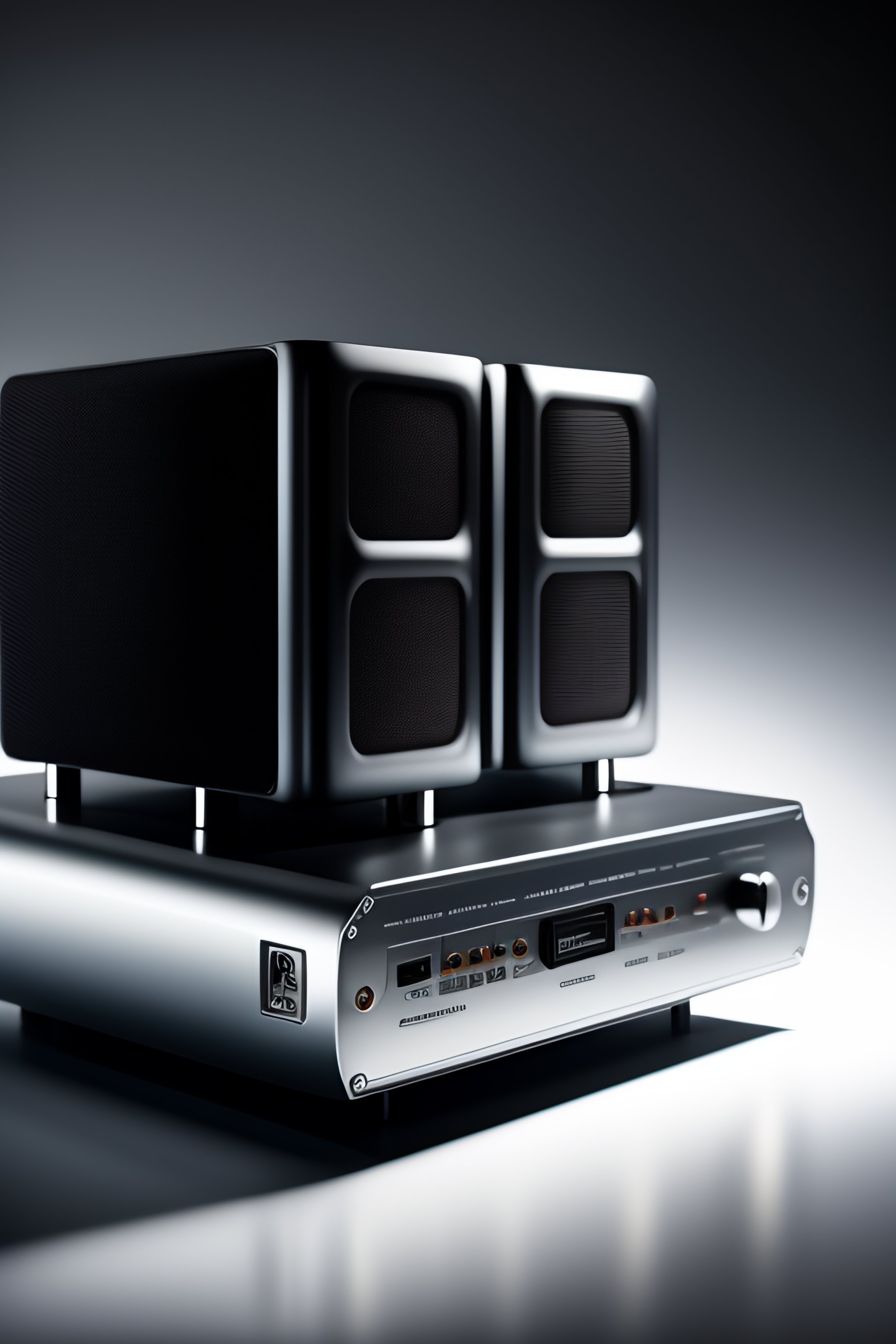 Lexica - A photo of a dual mono amplifier seen from the front side, big ...