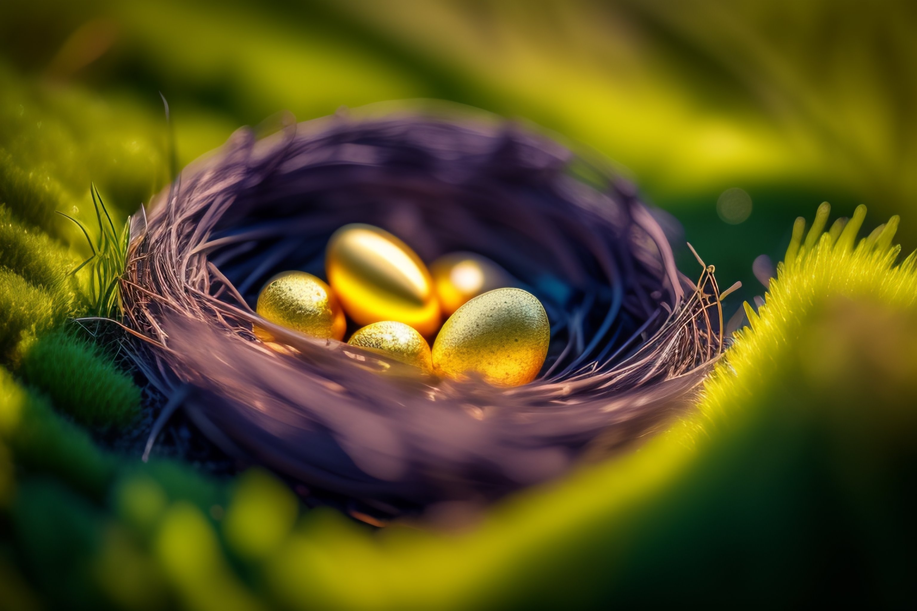 Lexica - Amazing realistic photo if a nest with easter eggs in grass on ...