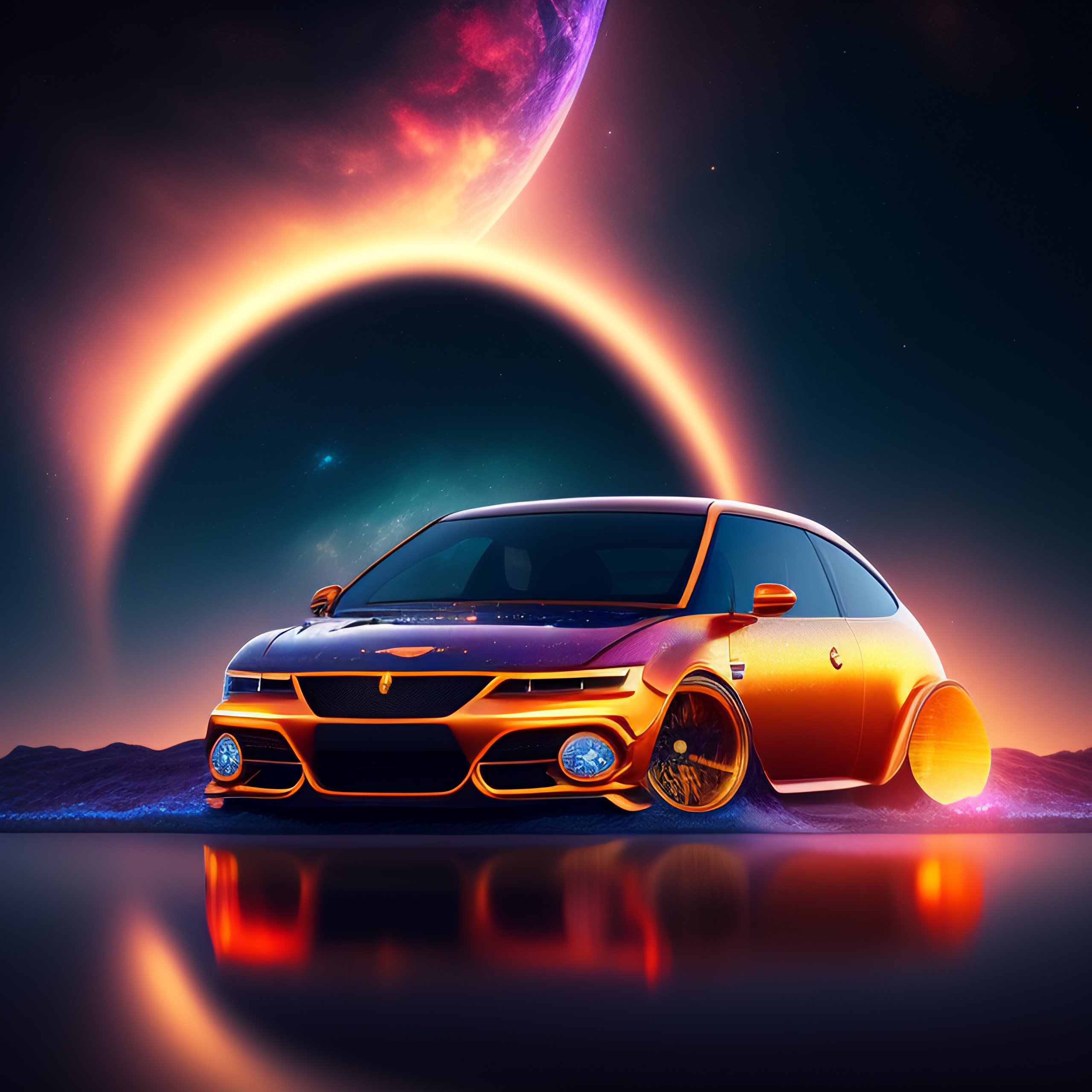 Lexica - Beautiful image of car tires floating in the dark deep space ...