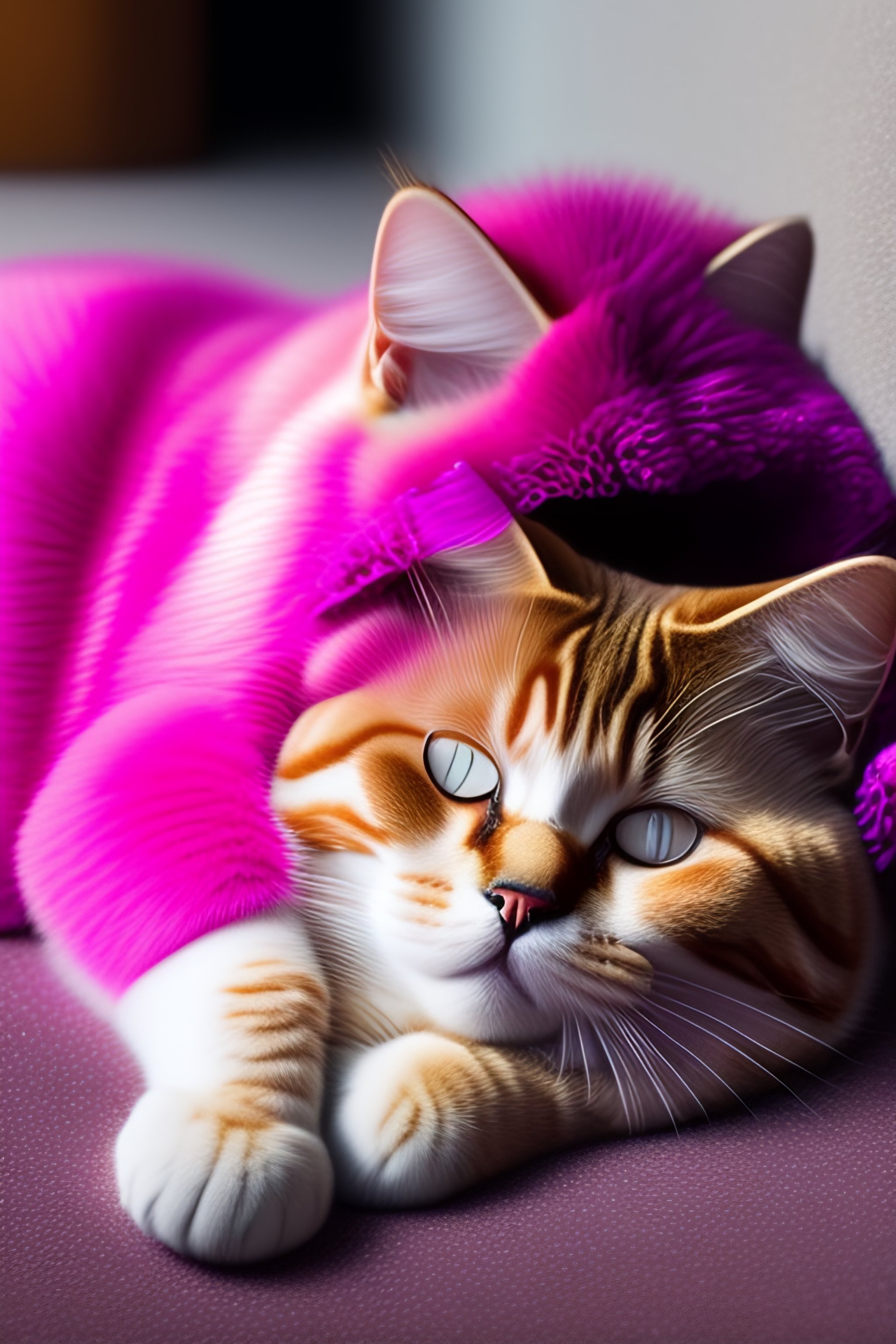 Lexica - British shorthair is wearing a pink sequin jacket and the cat ...