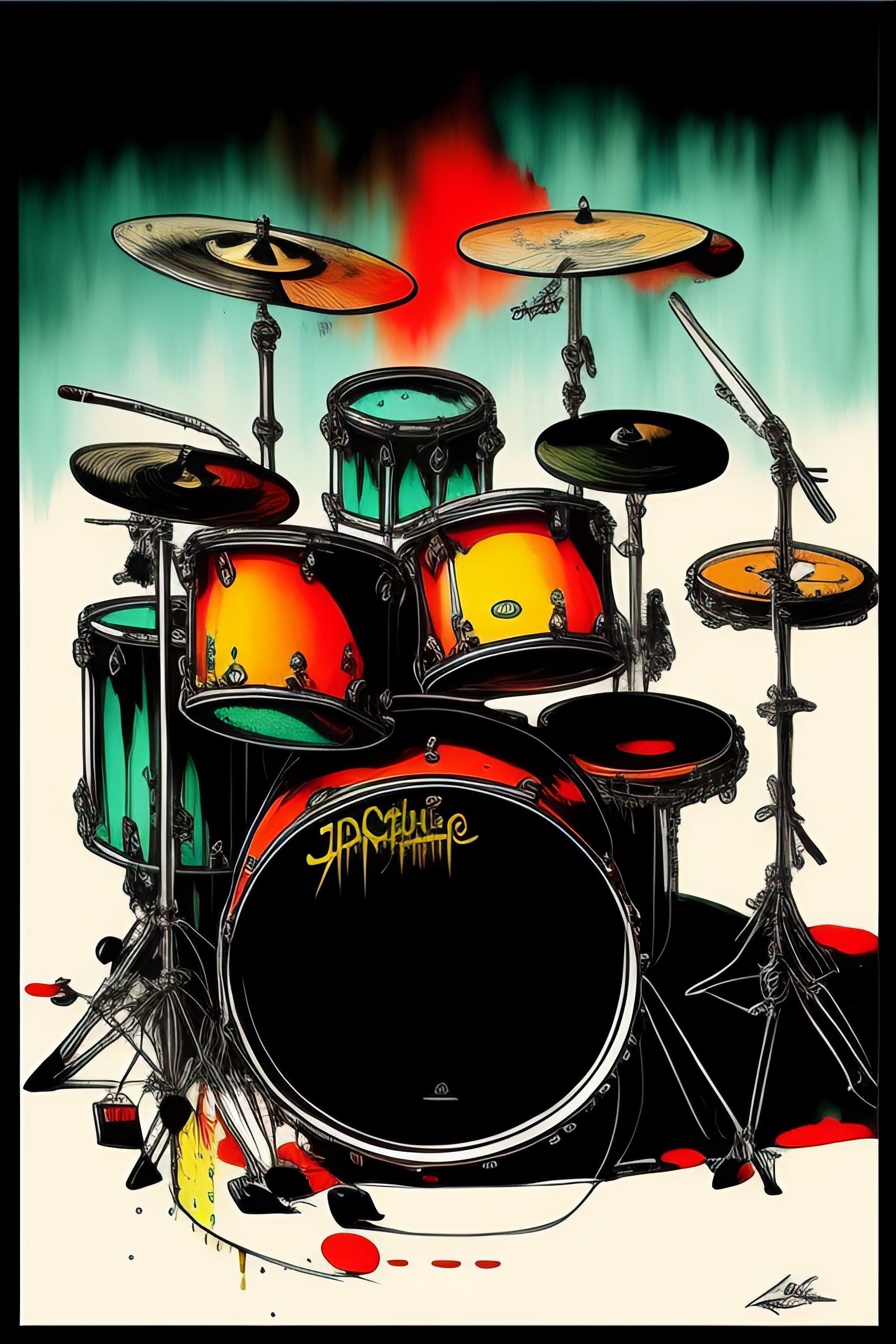 Lexica Drum set from hell by ralph steadman