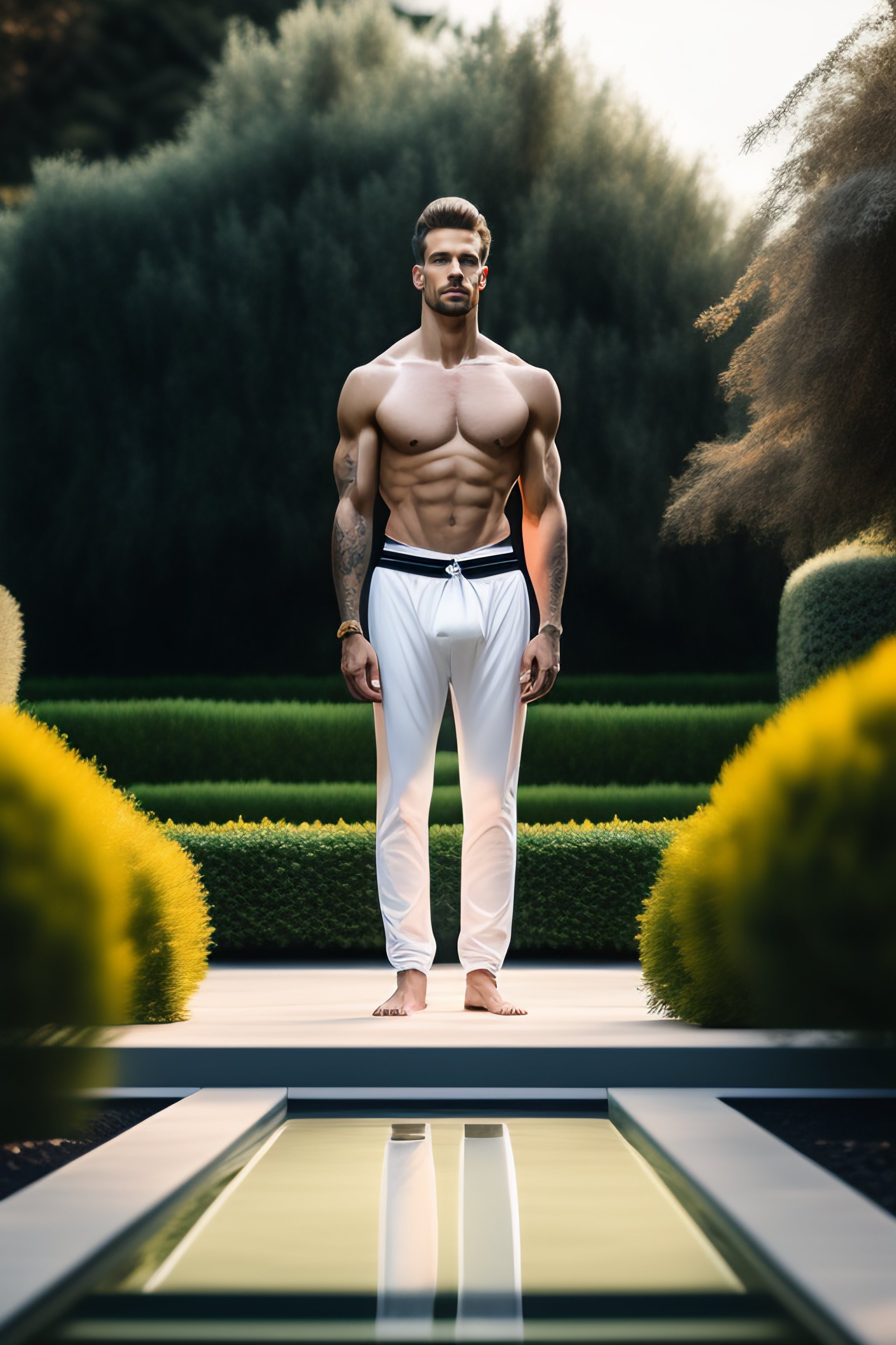 Lexica - White man standing yoga pose in a garden, ultra hd! realistic ...